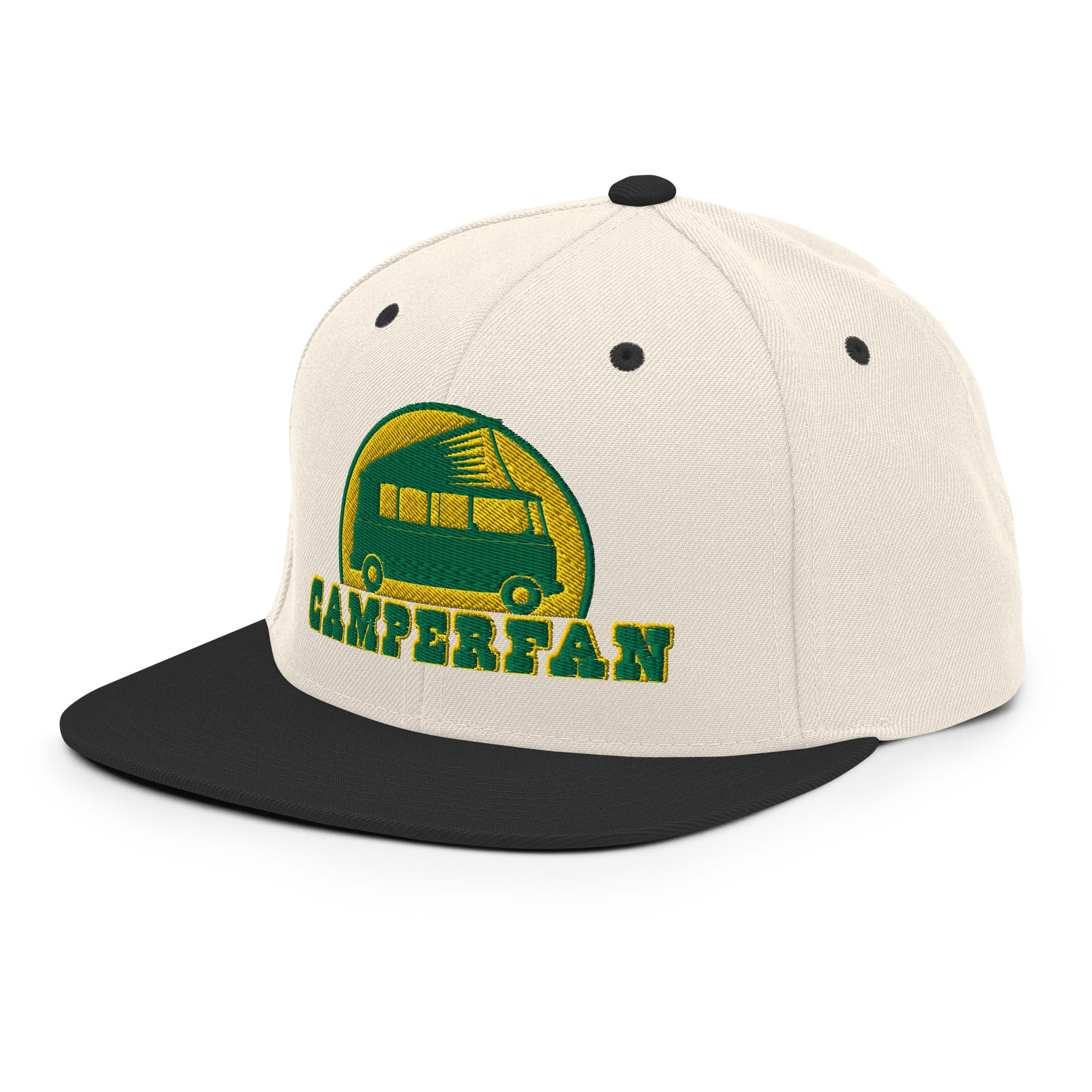 Two-Tone Snapback Wool Blend Cap Camperfan green/yellow