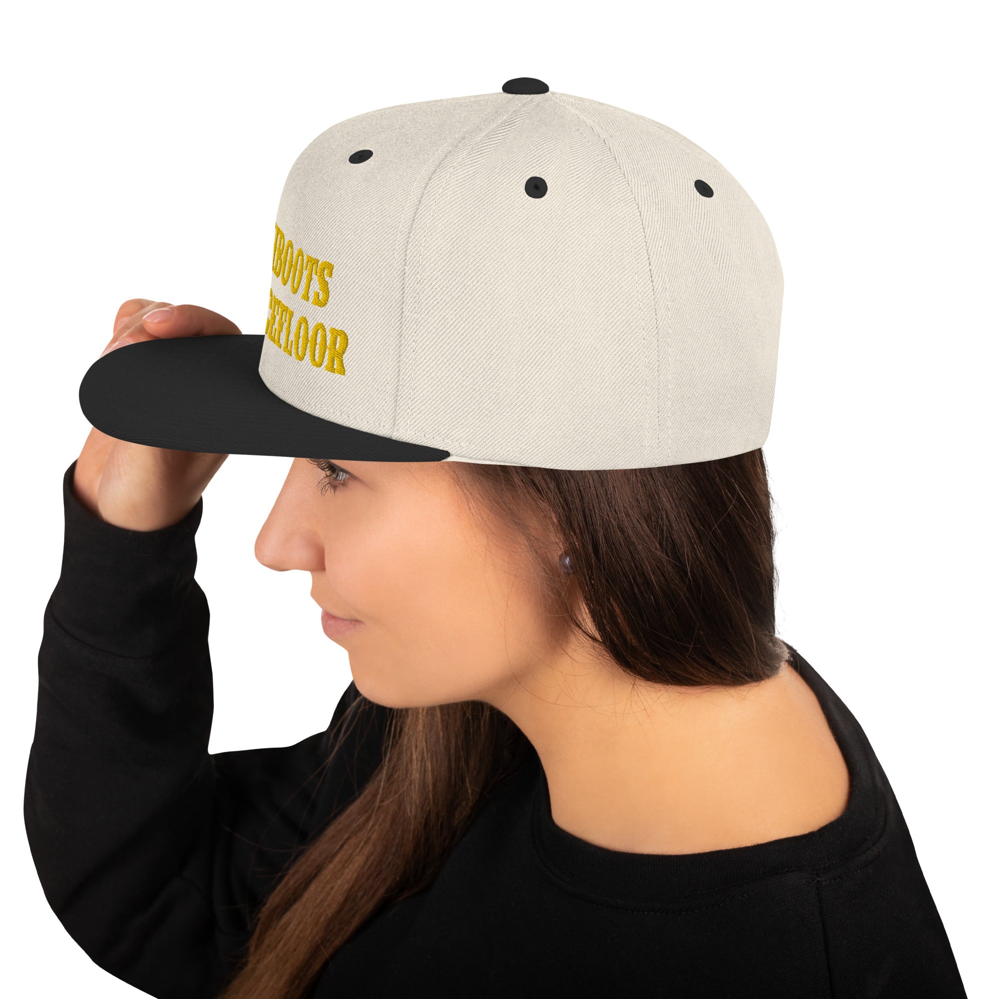 Two-Tone Snapback Wool Blend Cap No Skiboots on Dancefloor Gold