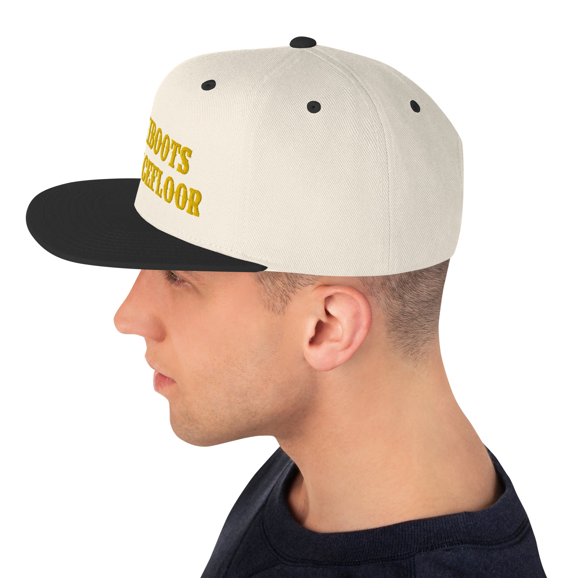 Two-Tone Snapback Wool Blend Cap No Skiboots on Dancefloor Gold