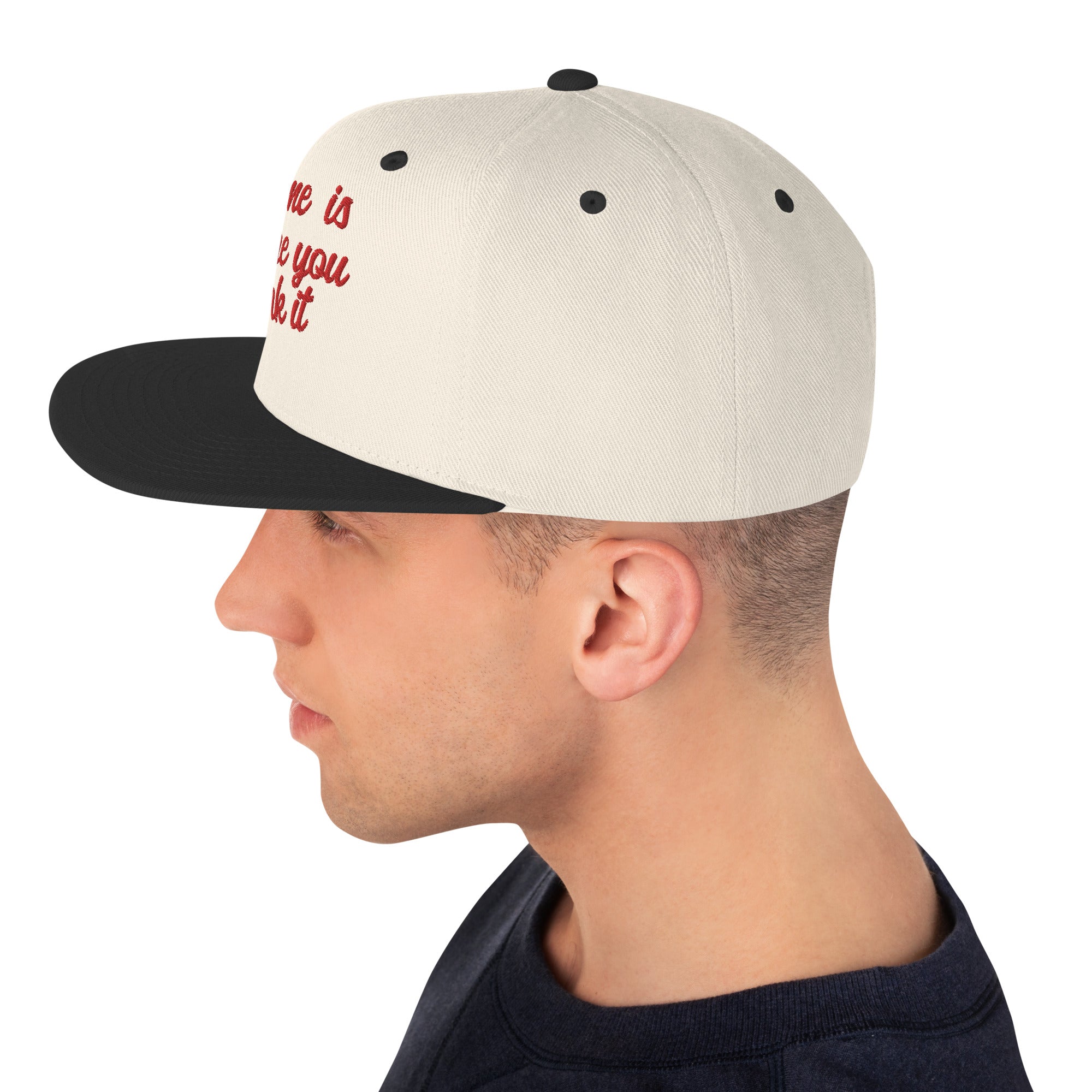 Two-Tone Snapback Wool Blend Cap Home is where you park it Red