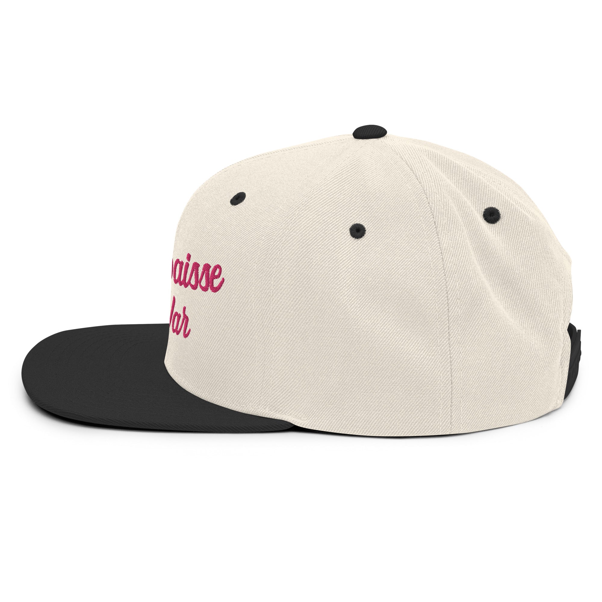 Two-Tone Snapback Wool Blend Cap Make Bouillabaisse Not War Flamingo