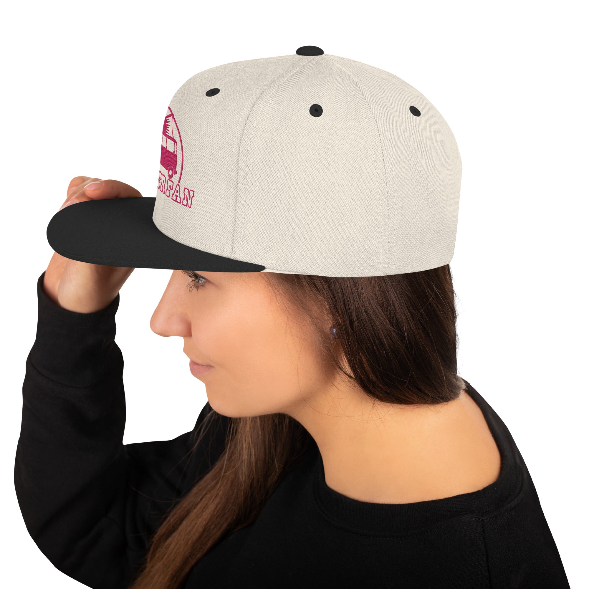 Two-Tone Snapback Wool Blend Cap Camperfan flamingo