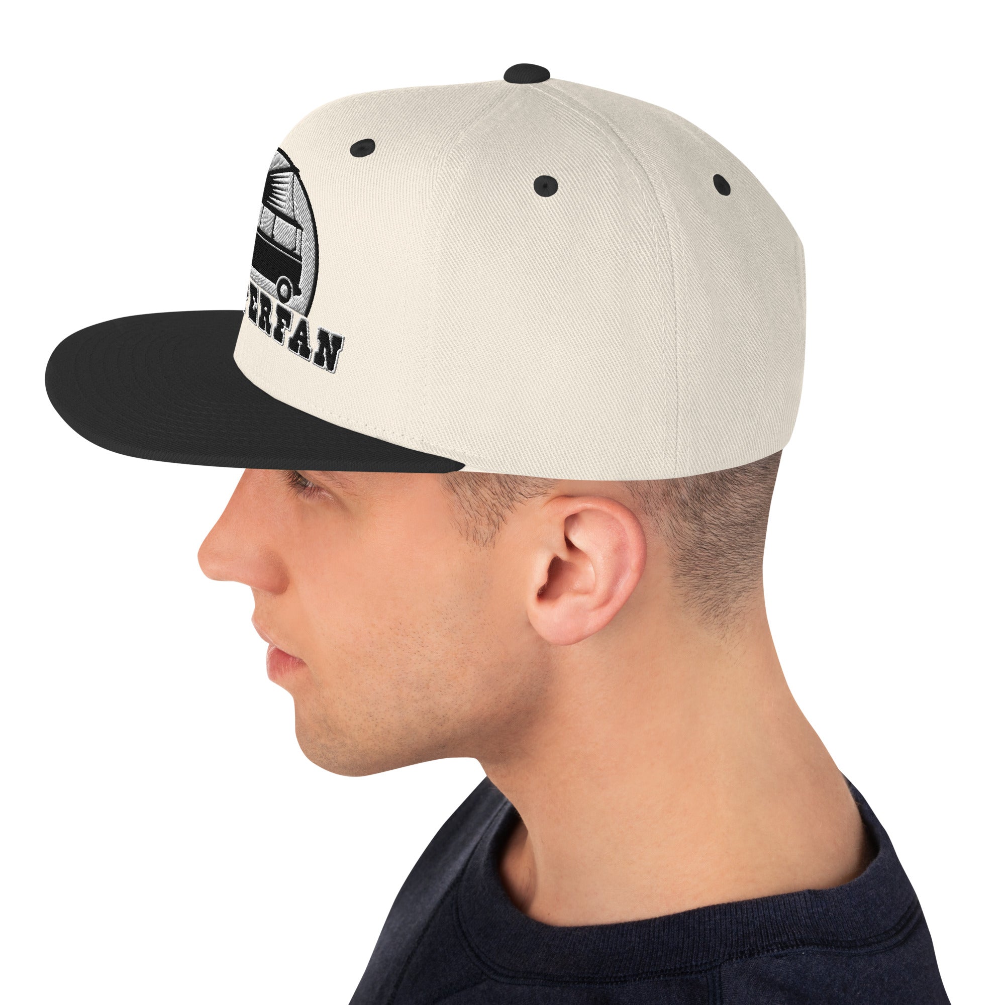 Two-Tone Snapback Wool Blend Cap Camperfan white/black