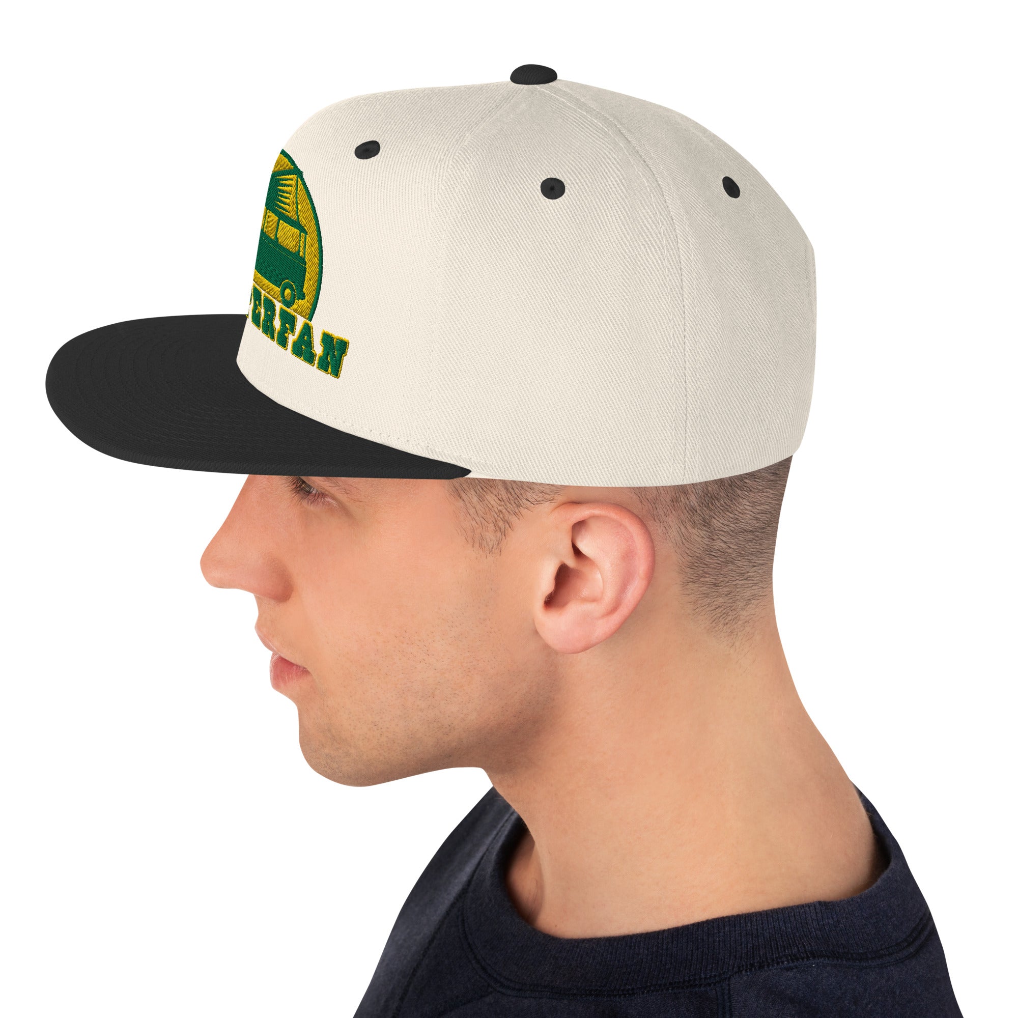 Two-Tone Snapback Wool Blend Cap Camperfan green/yellow