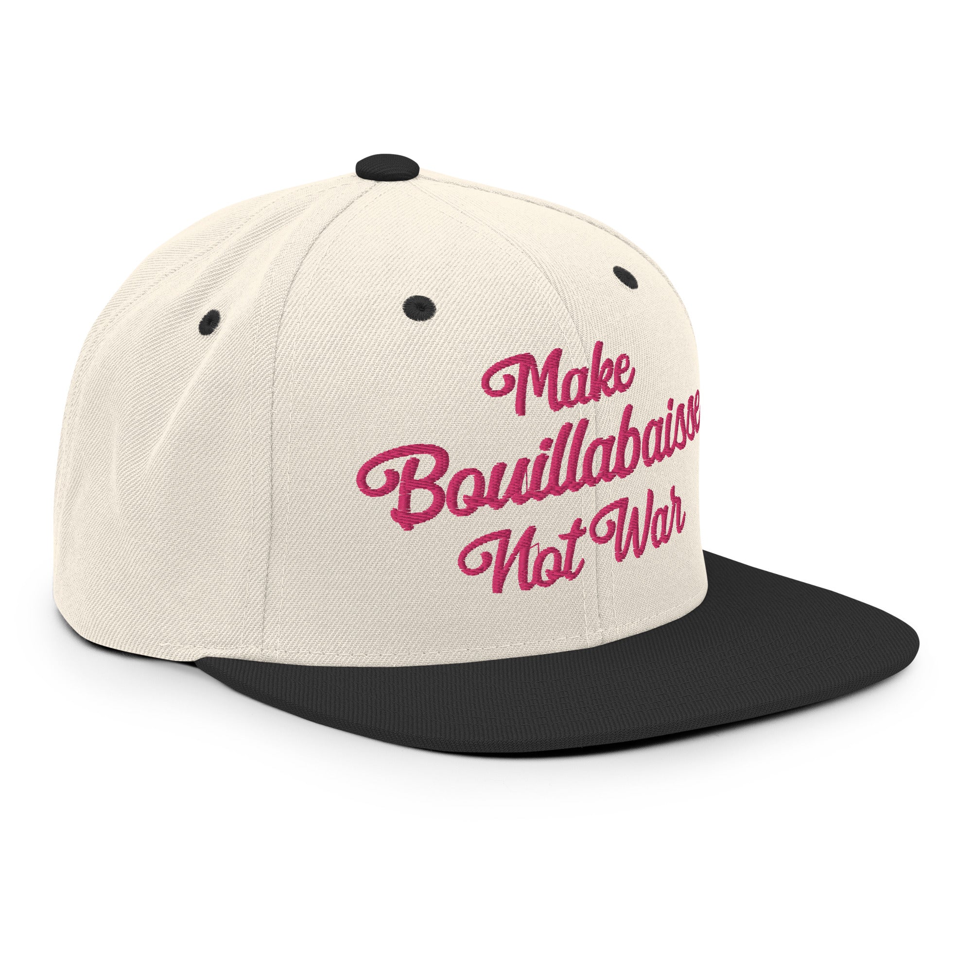 Casquette Snapback Wool Blend bicolore Make Bouillabaisse Not War Flamingo