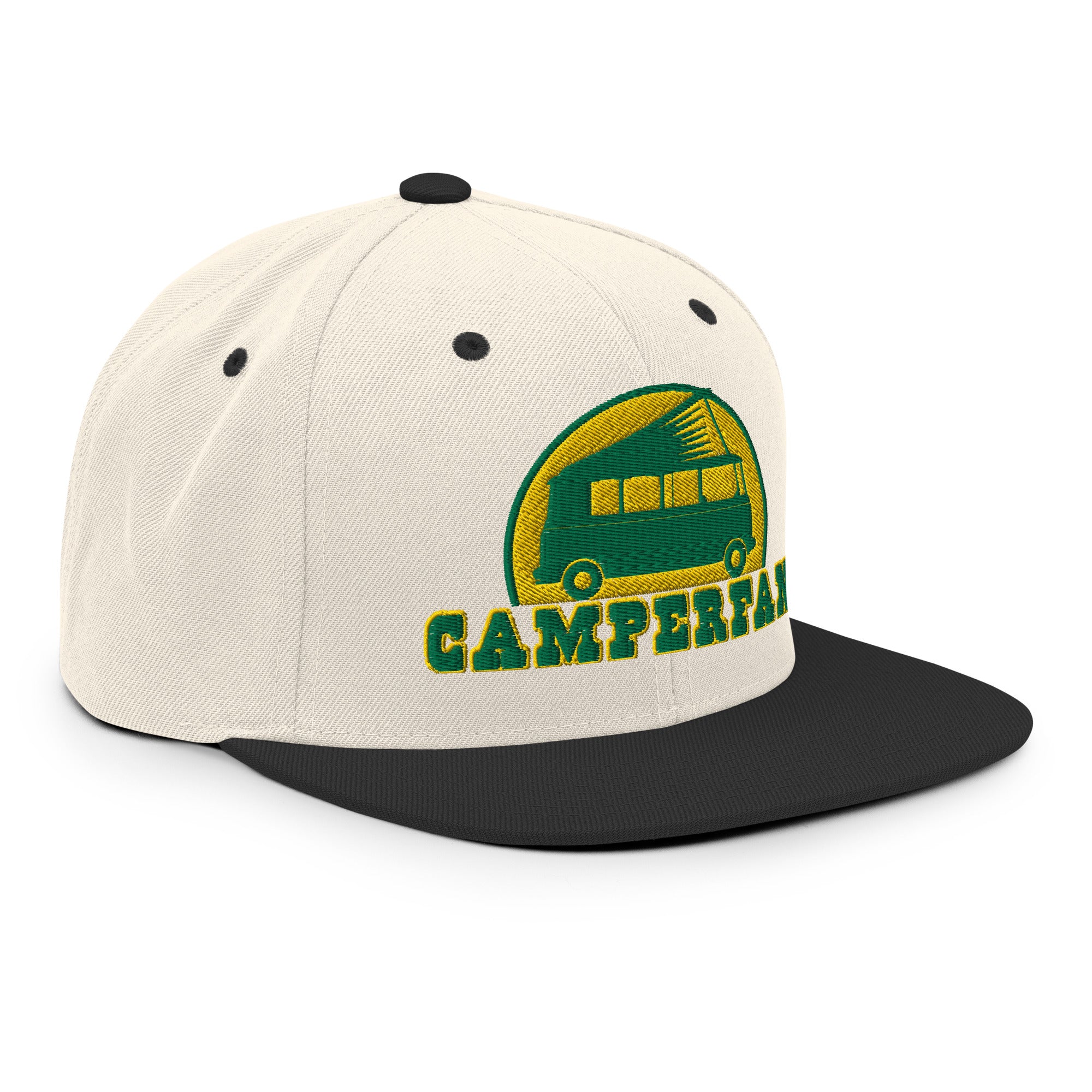 Two-Tone Snapback Wool Blend Cap Camperfan green/yellow