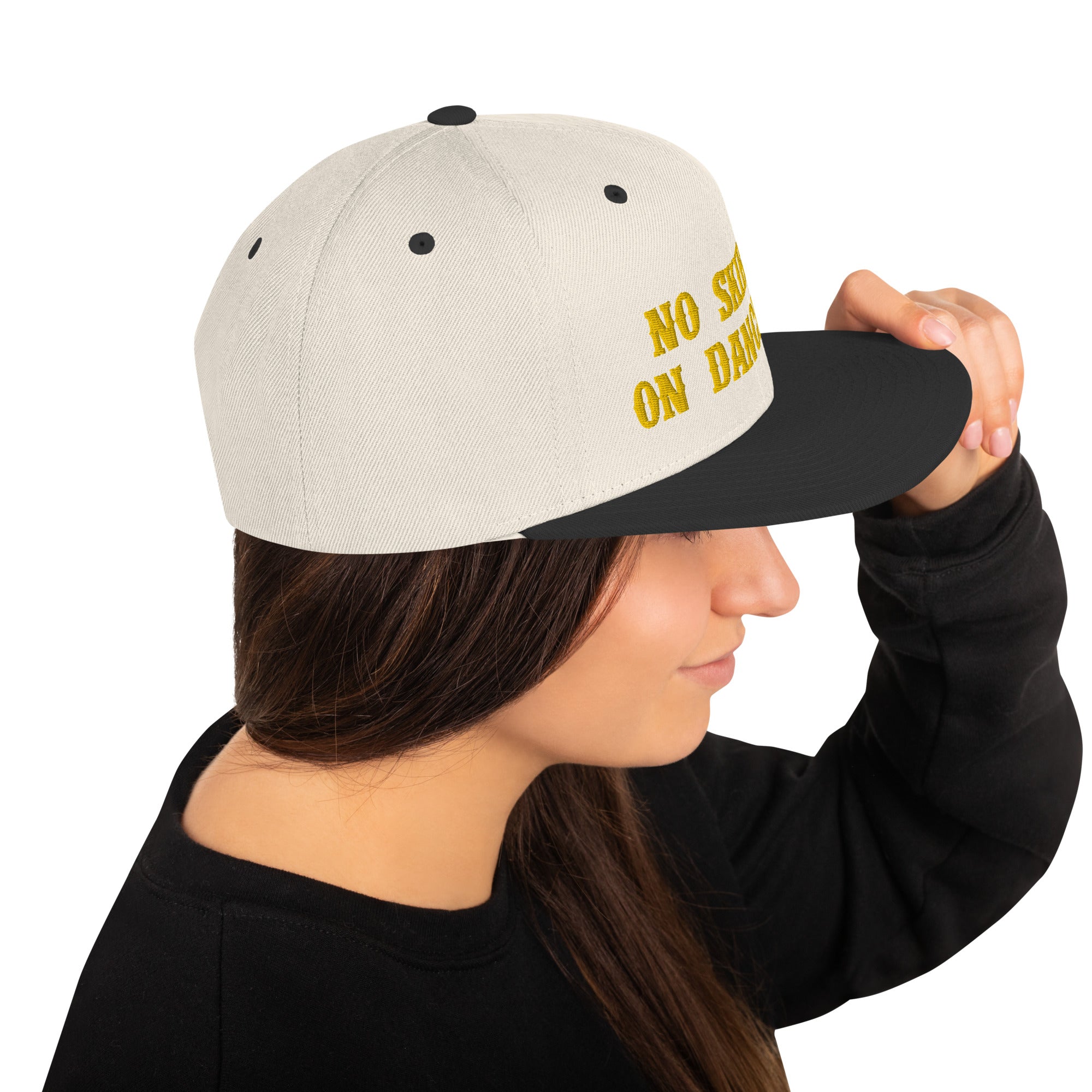 Two-Tone Snapback Wool Blend Cap No Skiboots on Dancefloor Gold