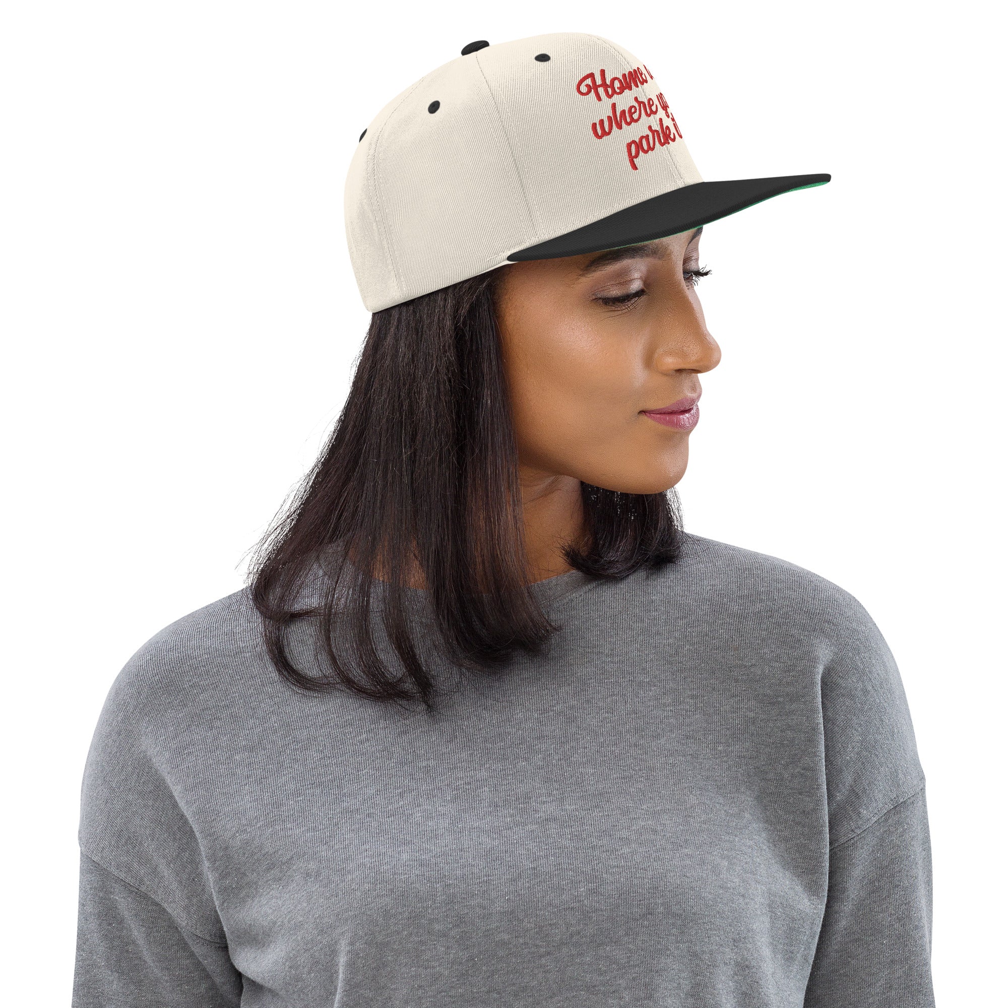 Casquette Snapback Wool Blend bicolore Home is where you park it Red