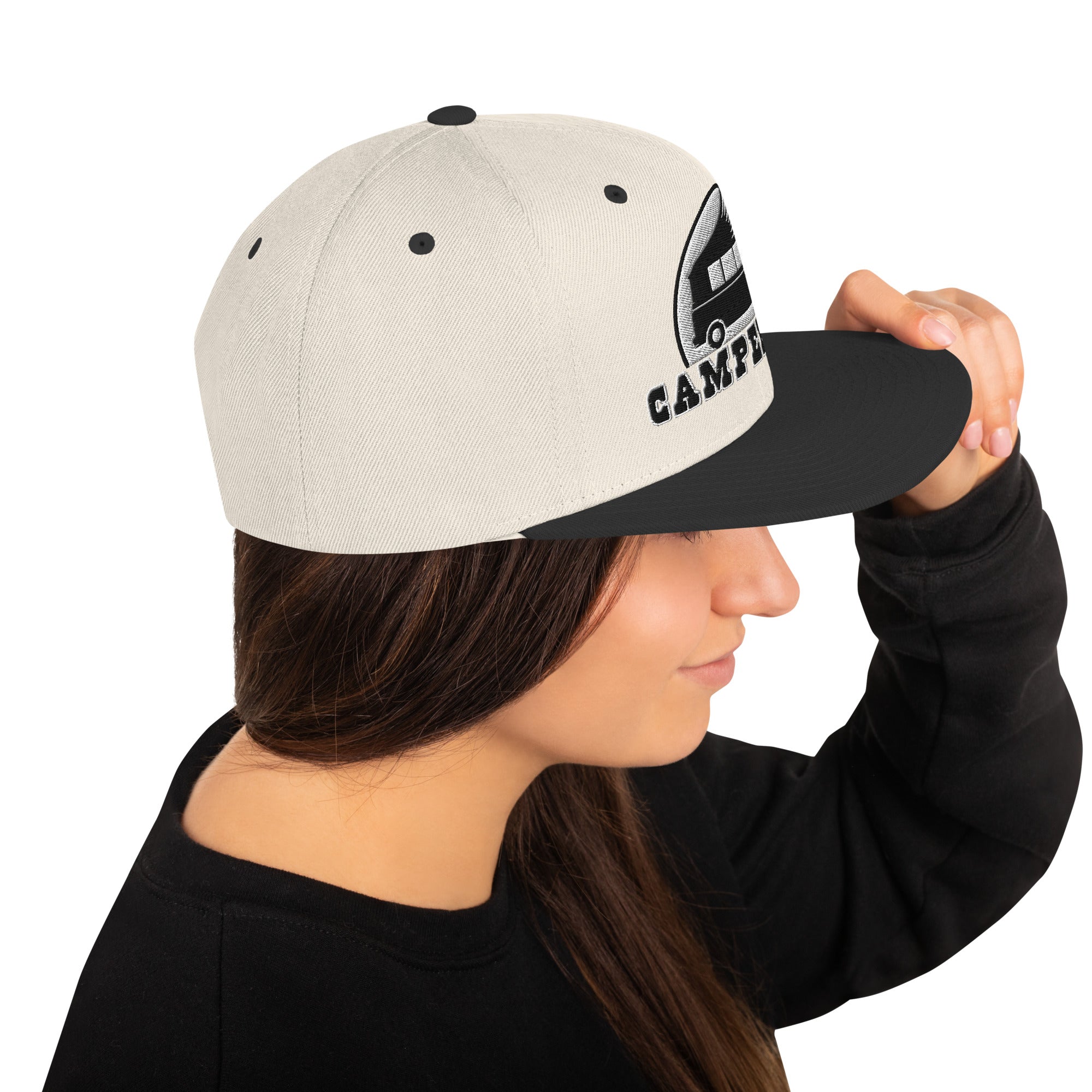 Two-Tone Snapback Wool Blend Cap Camperfan white/black