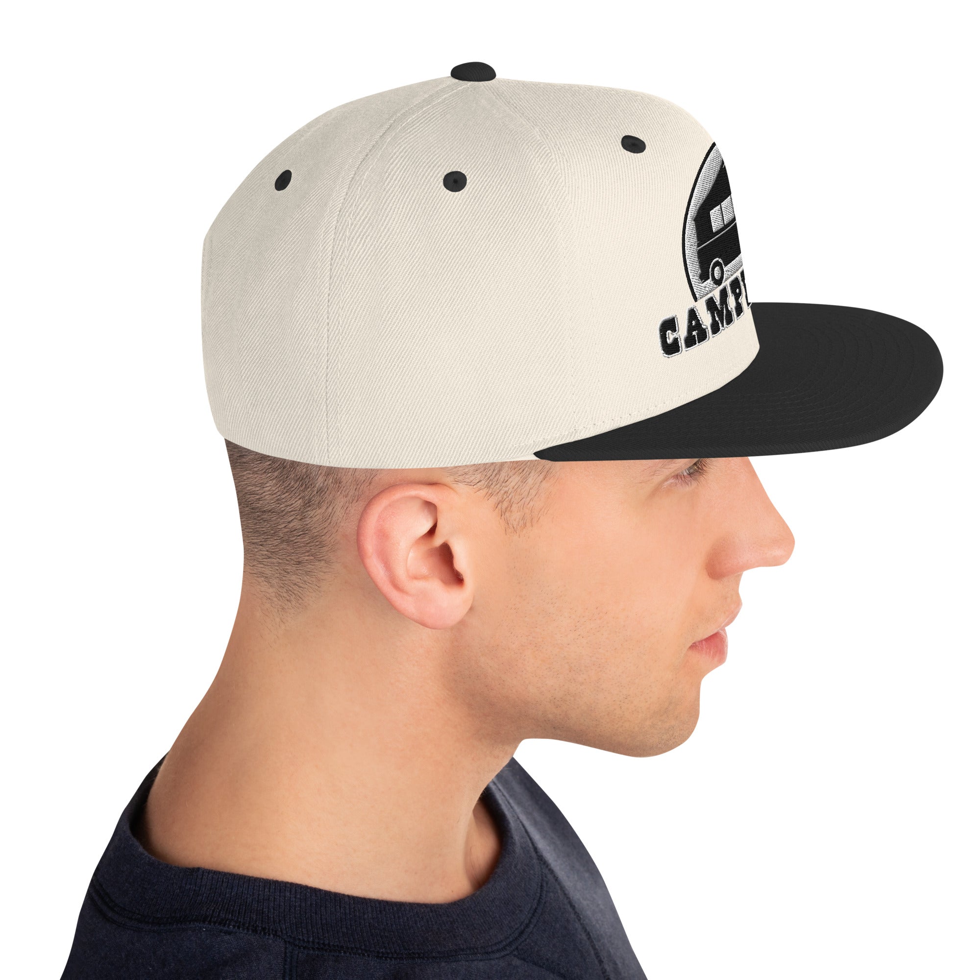 Two-Tone Snapback Wool Blend Cap Camperfan white/black