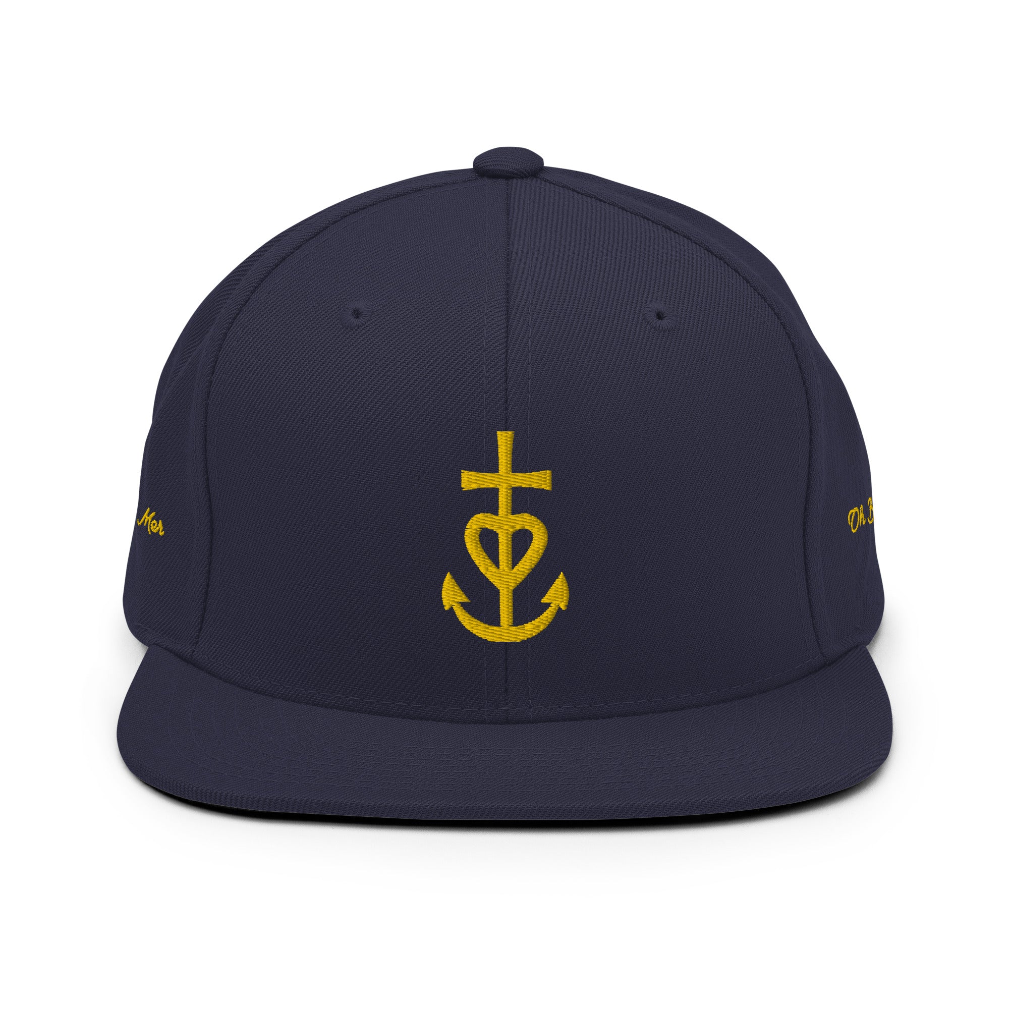 Snapback Wool Blend Croix de Camargue dorée Oh Bonne mer (3 sides)