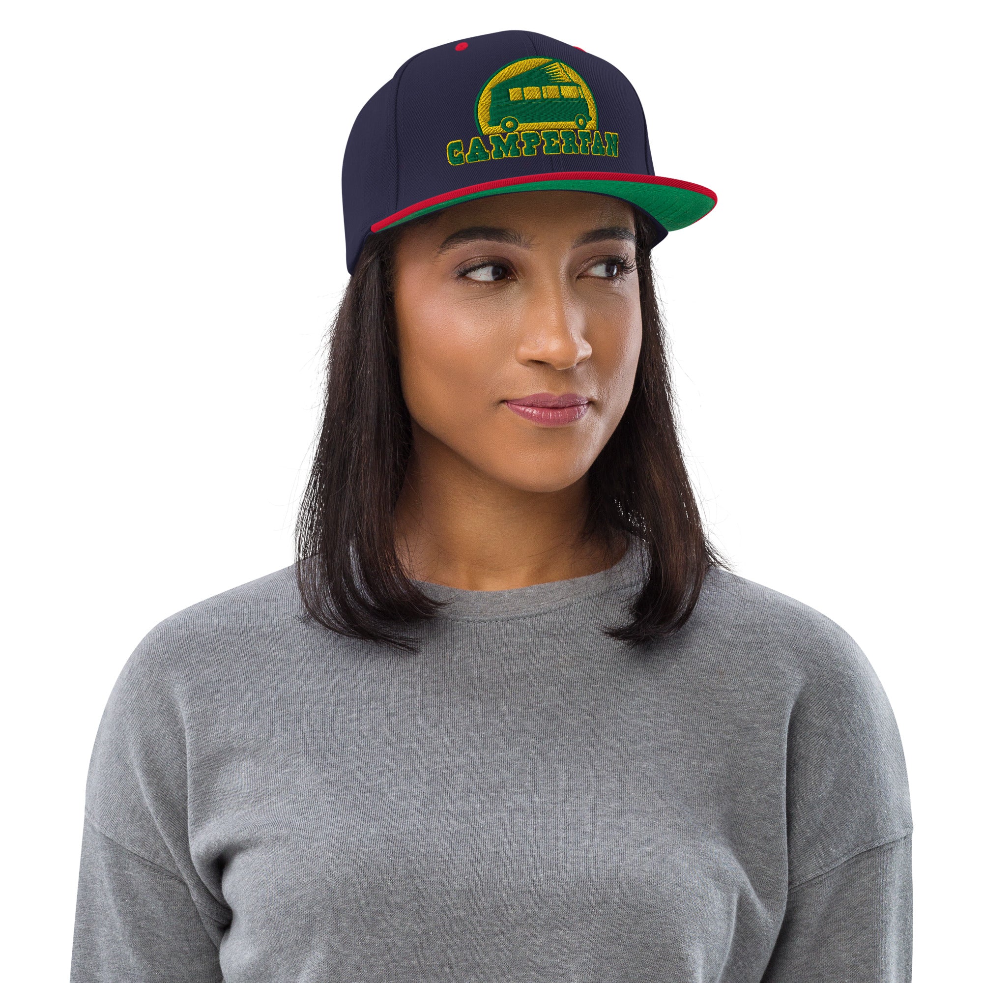 Two-Tone Snapback Wool Blend Cap Camperfan green/yellow