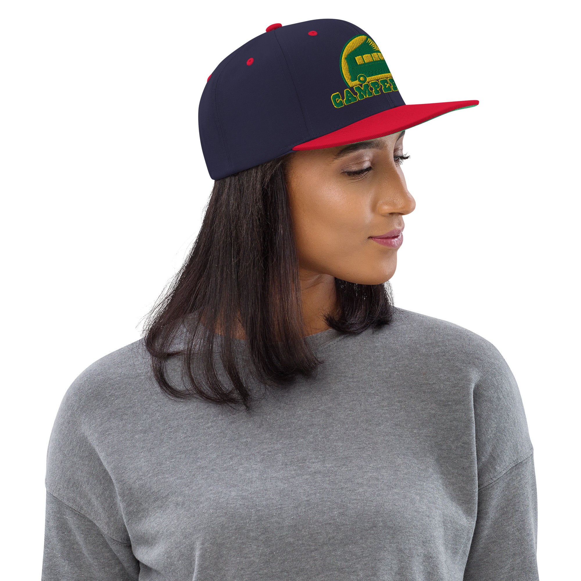 Two-Tone Snapback Wool Blend Cap Camperfan green/yellow