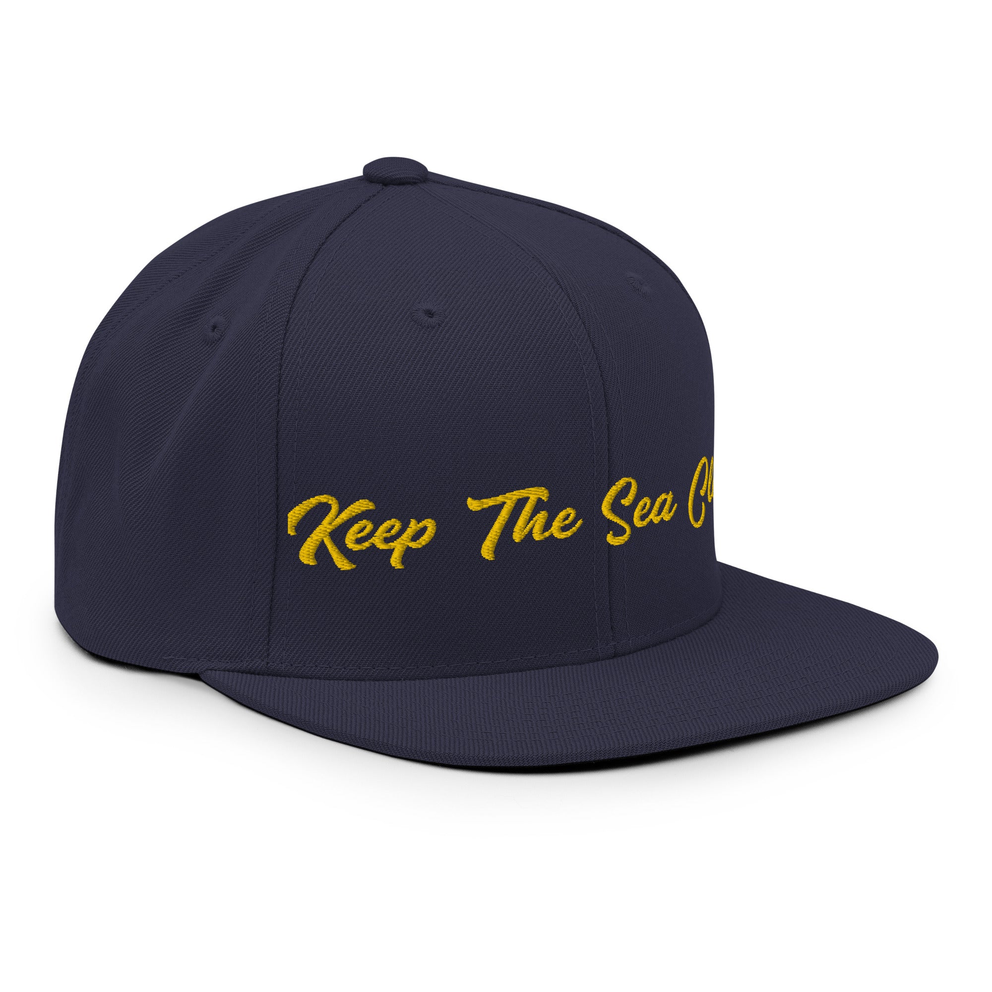 Snapback Wool Blend Cap Keep The Sea Clean Gold