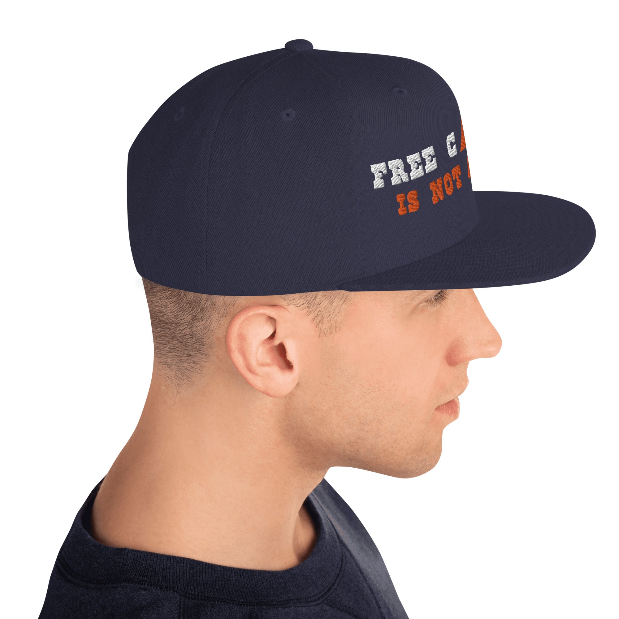 Snapback Wool Blend Cap Free camping is not a crime white/orange