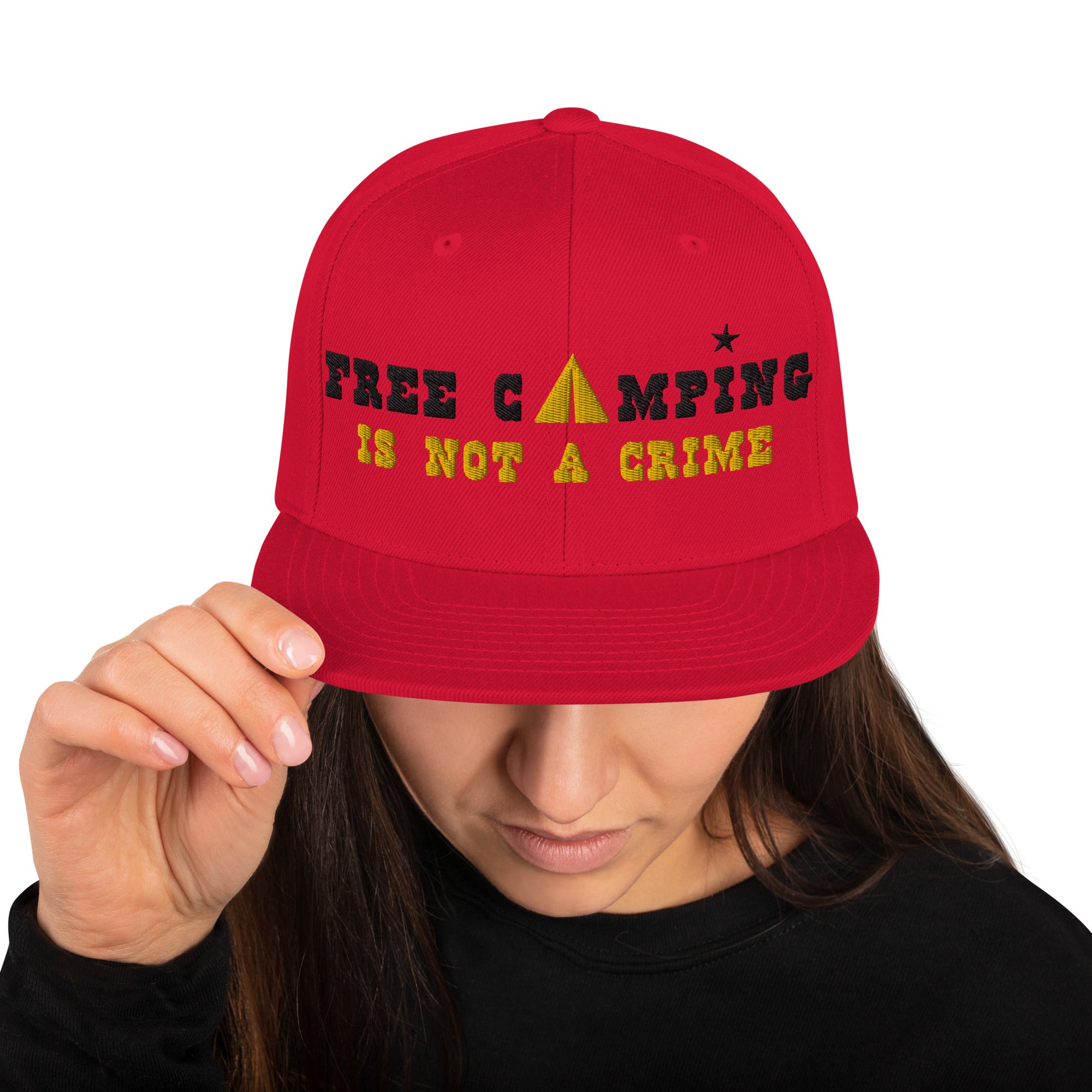 Casquette Snapback Wool Blend Free camping is not a crime black/yellow