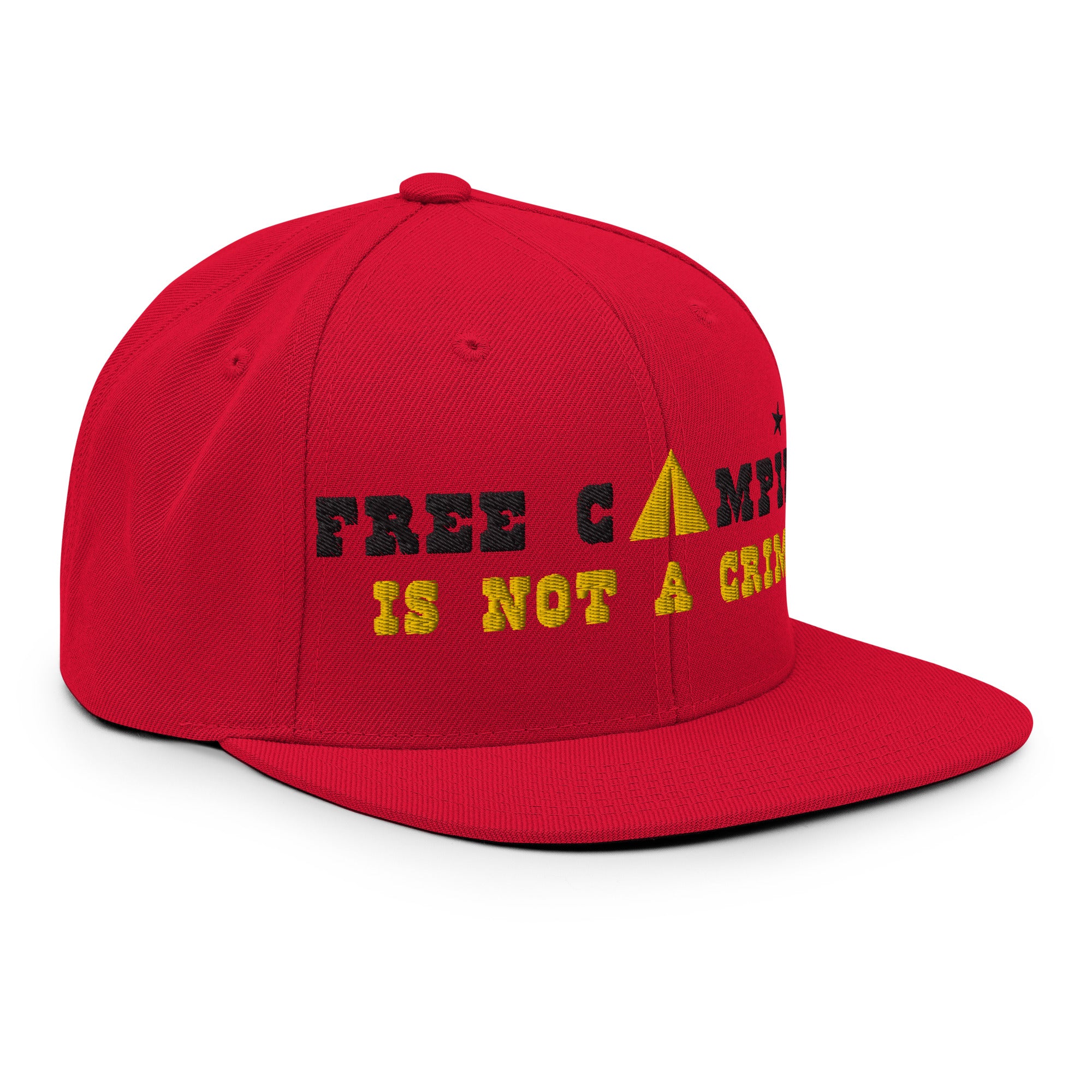 Snapback Wool Blend Cap Free camping is not a crime black/yellow