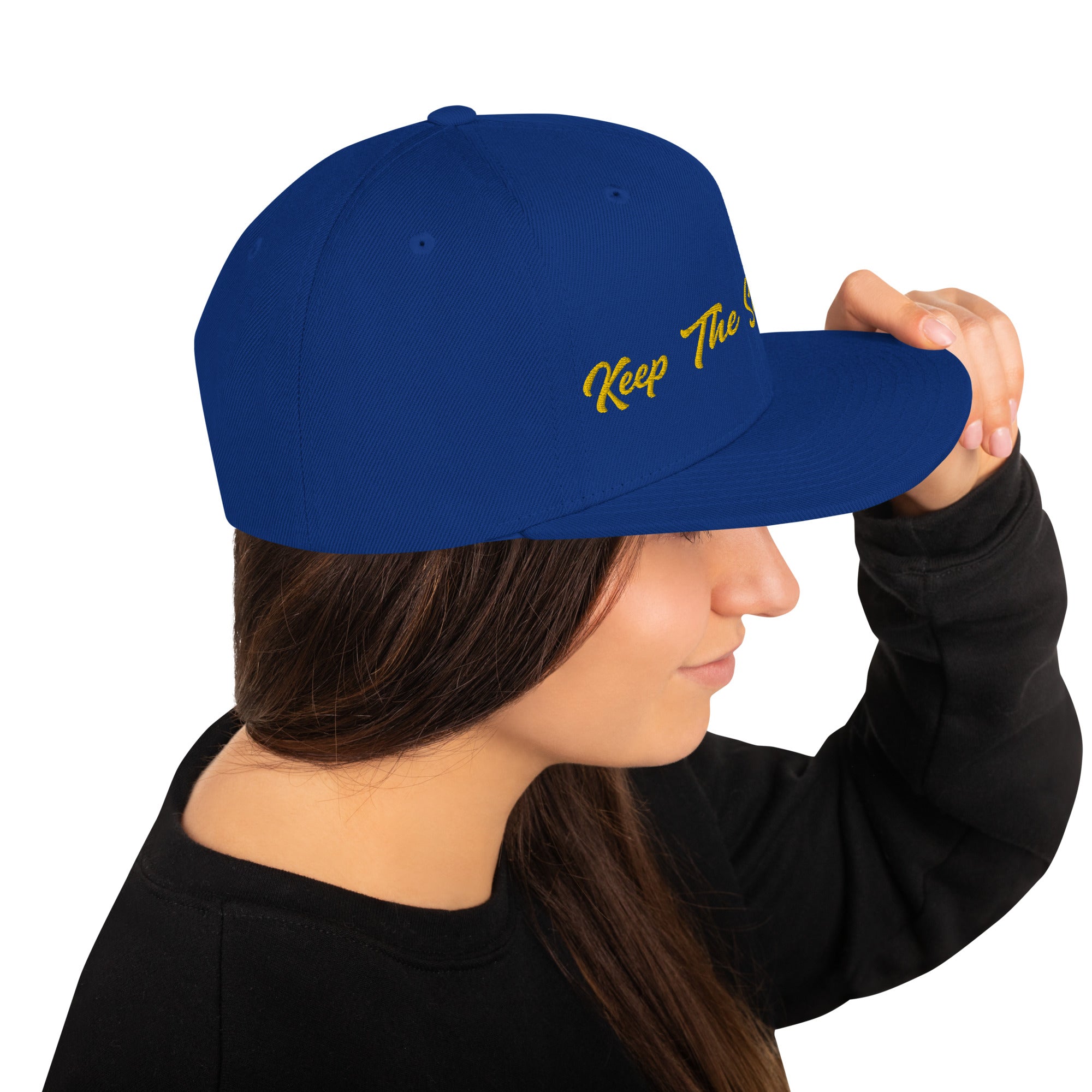 Snapback Wool Blend Cap Keep The Sea Clean Gold