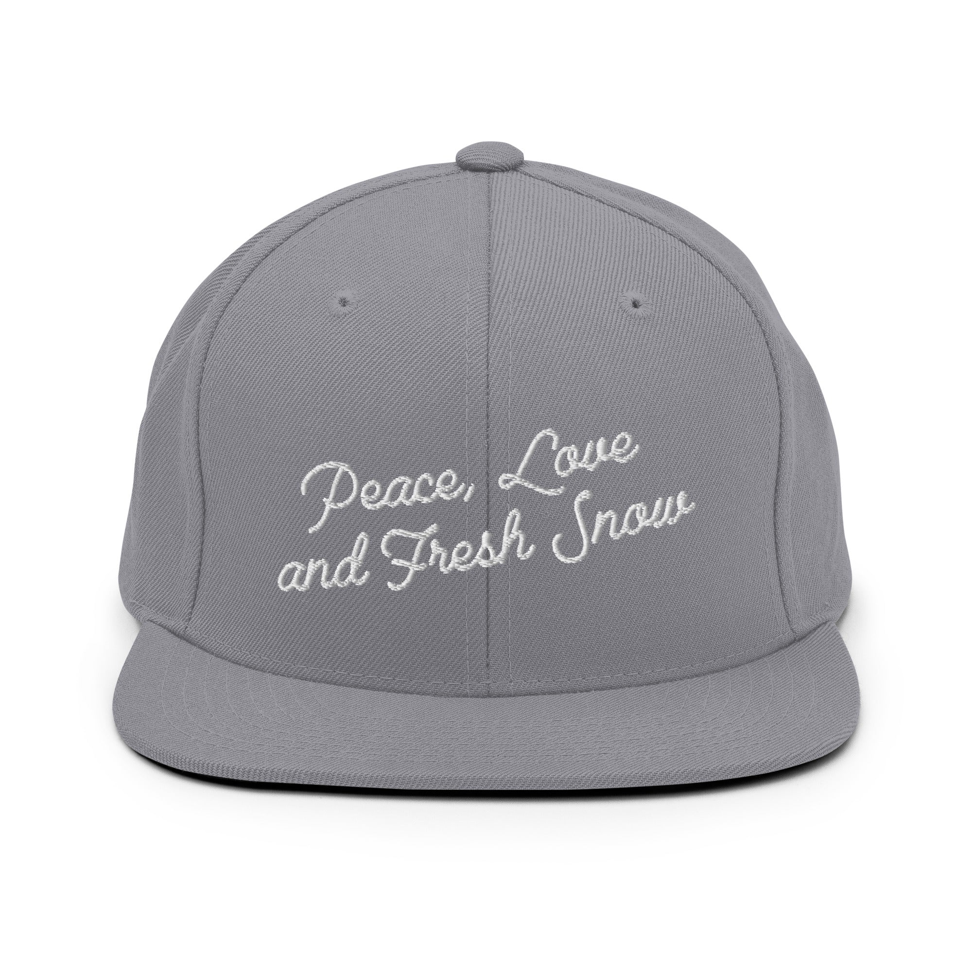 Casquette Snapback Wool Blend Peace, Love and Fresh Snow White letters