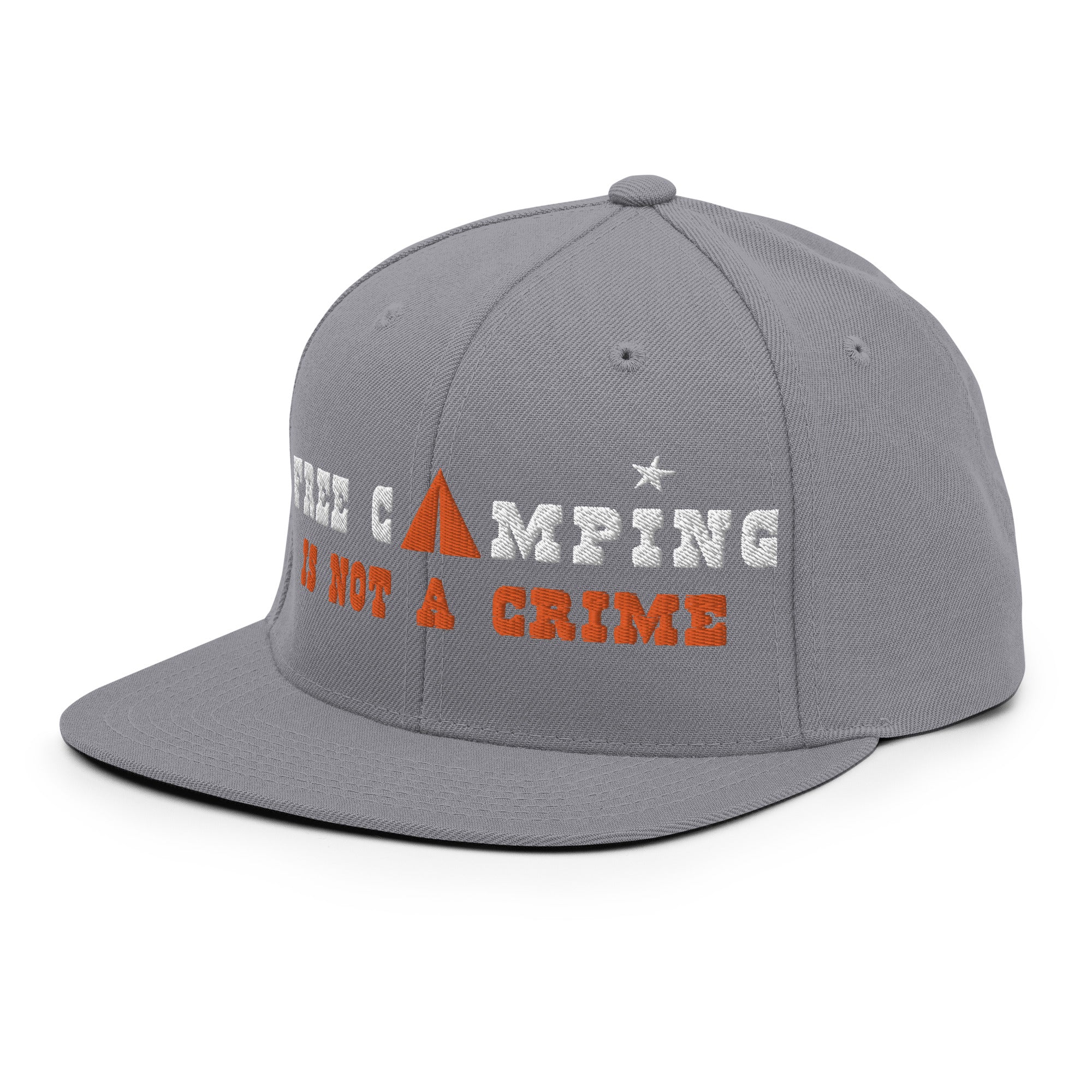 Snapback Wool Blend Cap Free camping is not a crime white/orange