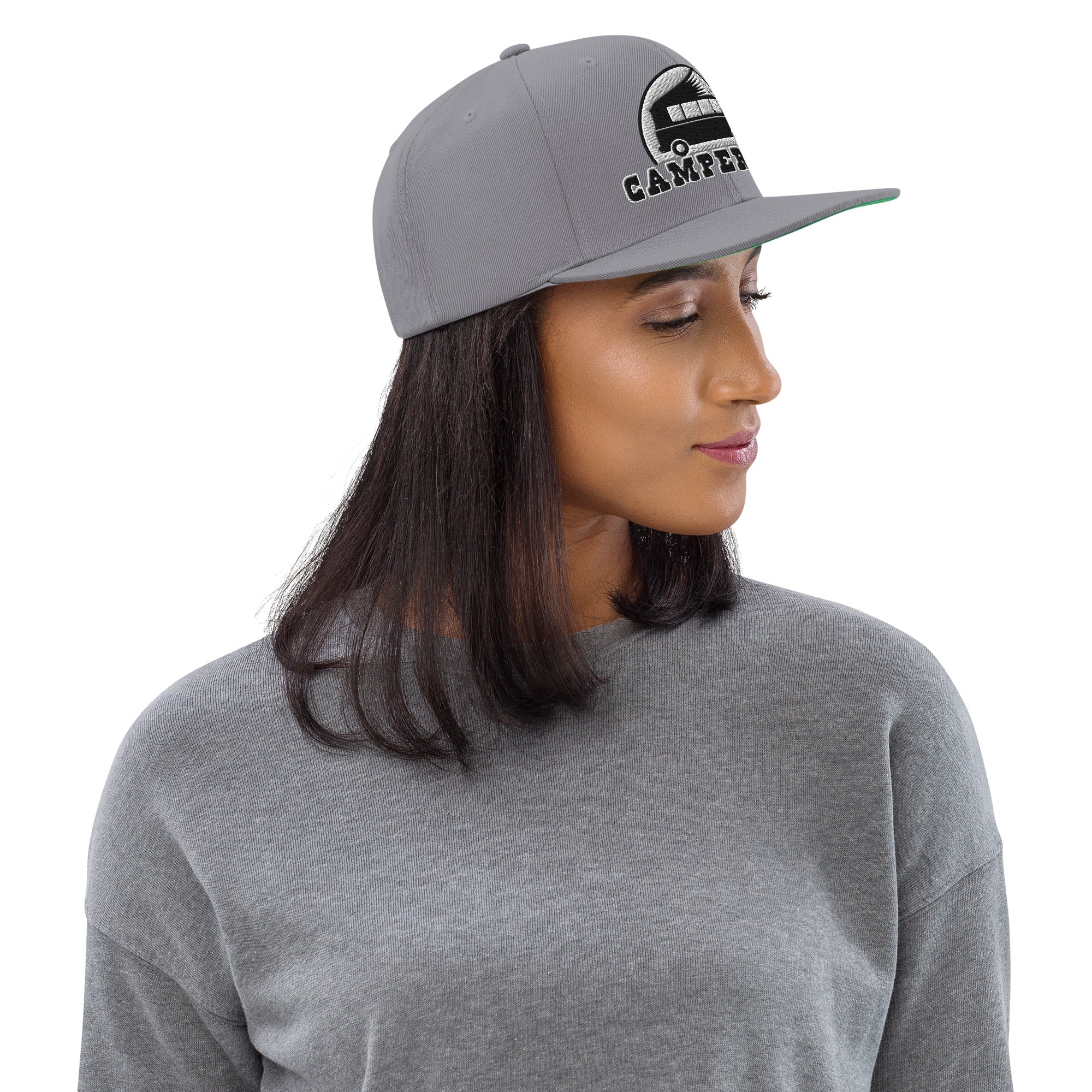 Two-Tone Snapback Wool Blend Cap Camperfan white/black