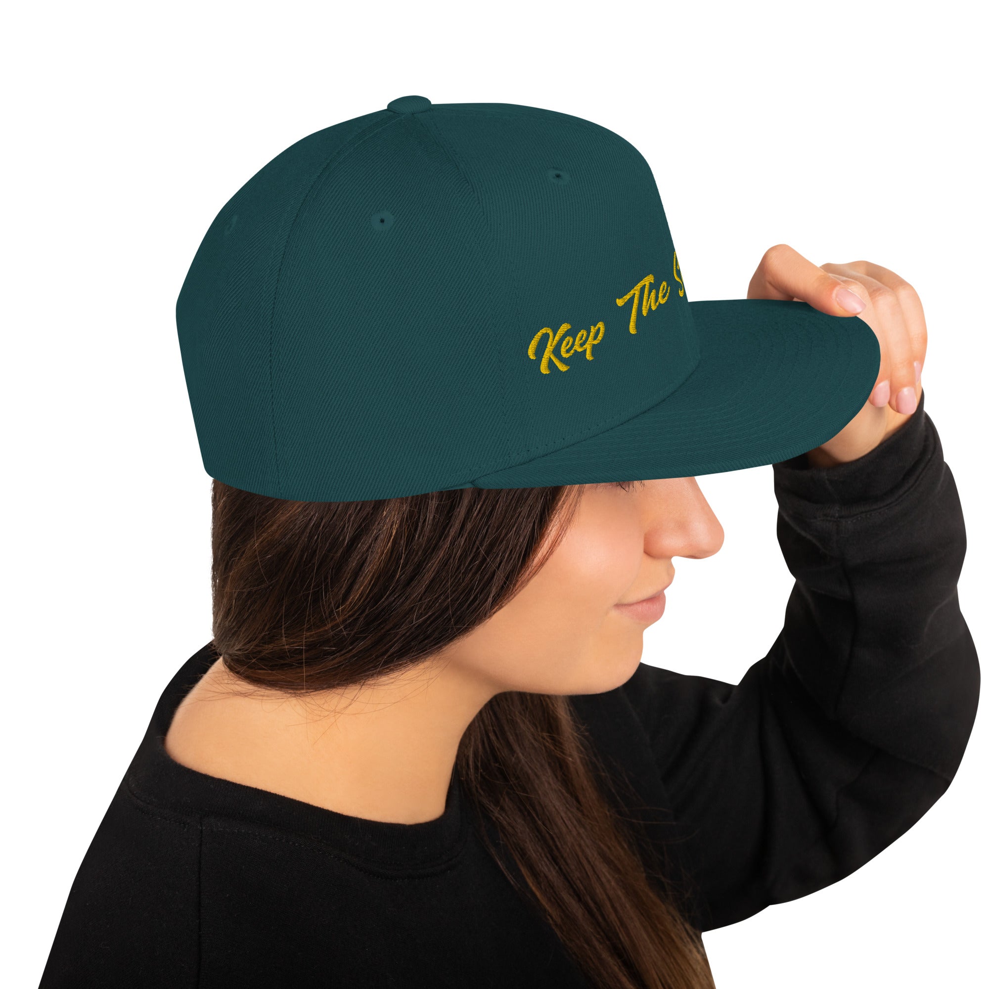 Snapback Wool Blend Cap Keep The Sea Clean Gold