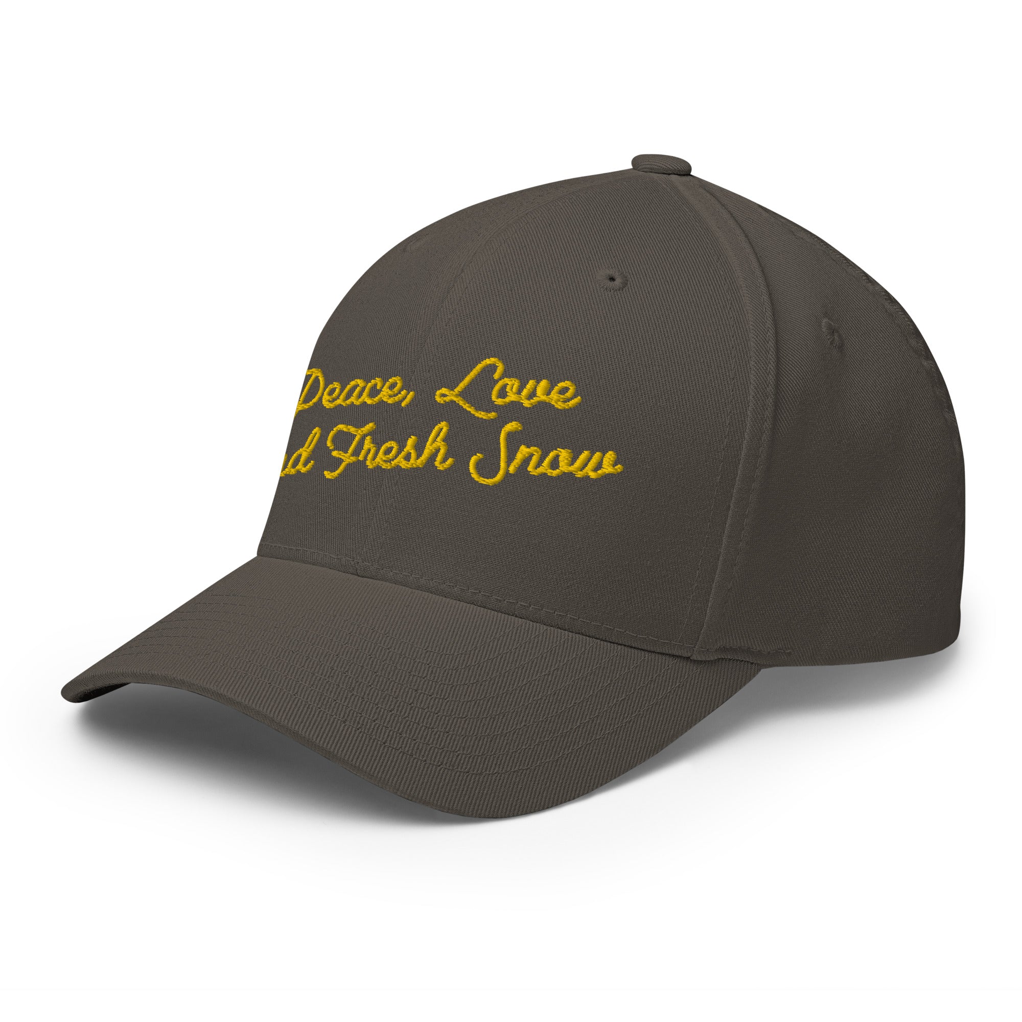 Casquette Structurée en Sergé Peace, Love and Fresh Snow Gold letters