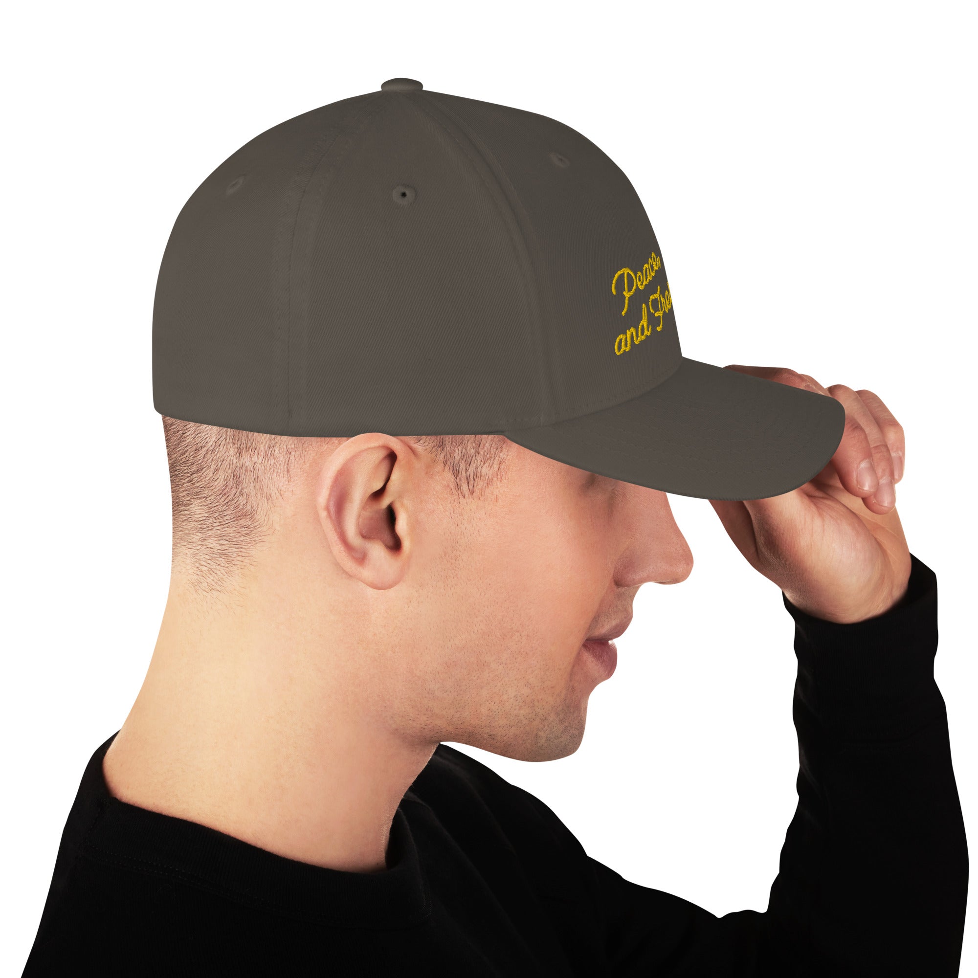 Structured Twill Cap Peace, Love and Fresh Snow Gold letters