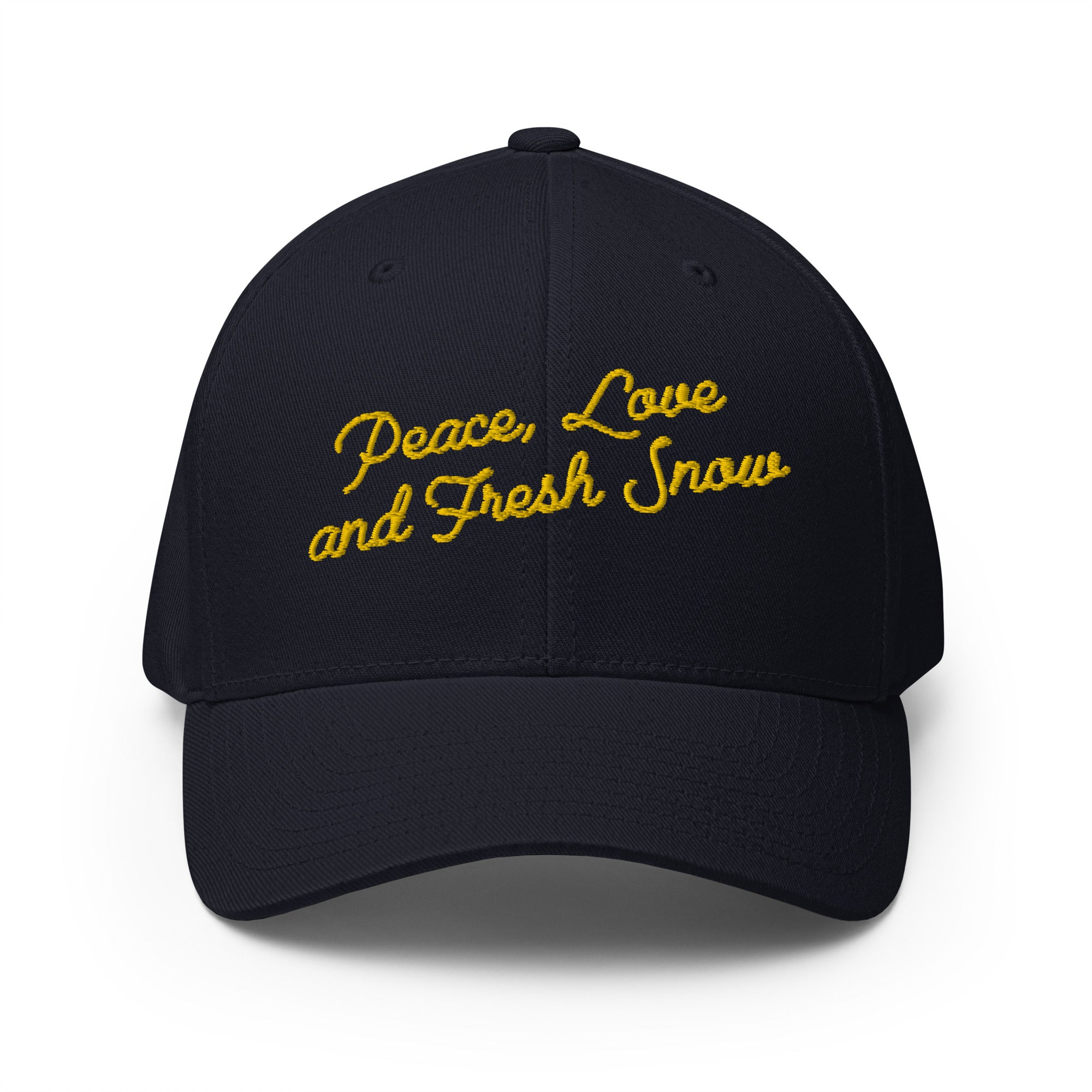 Structured Twill Cap Peace, Love and Fresh Snow Gold letters