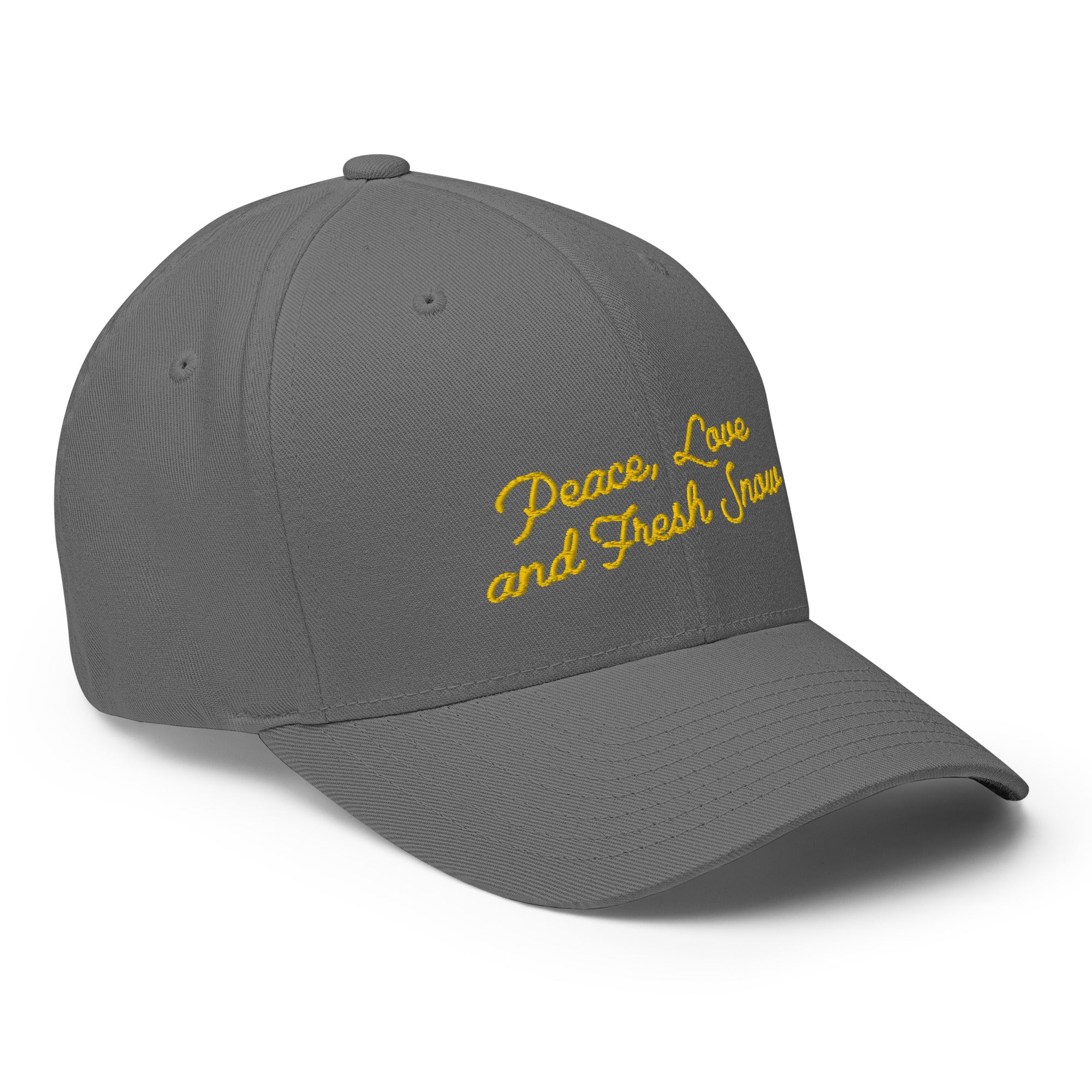 Structured Twill Cap Peace, Love and Fresh Snow Gold letters