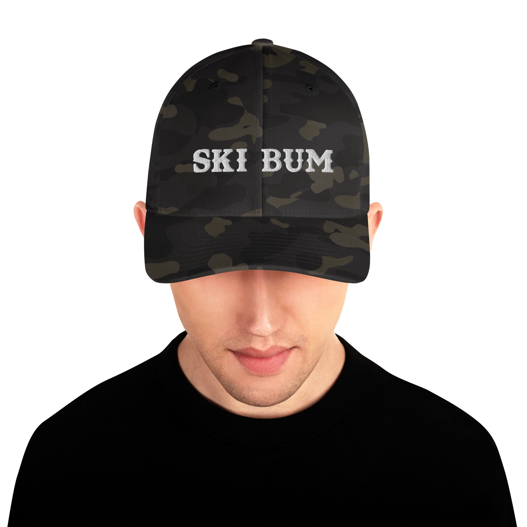 Camo Structured Twill Cap Ski Bum White