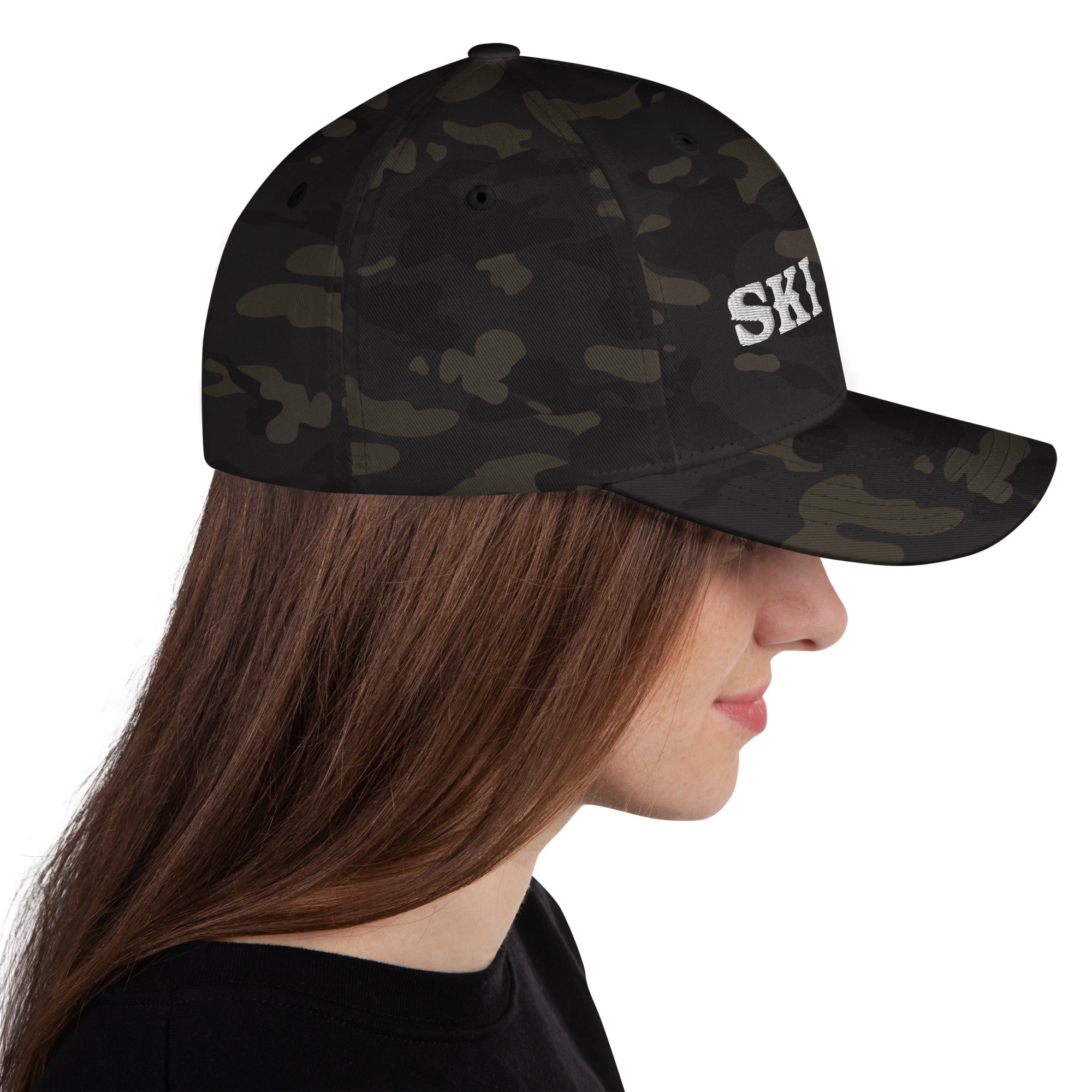 Camo Structured Twill Cap Ski Bum White