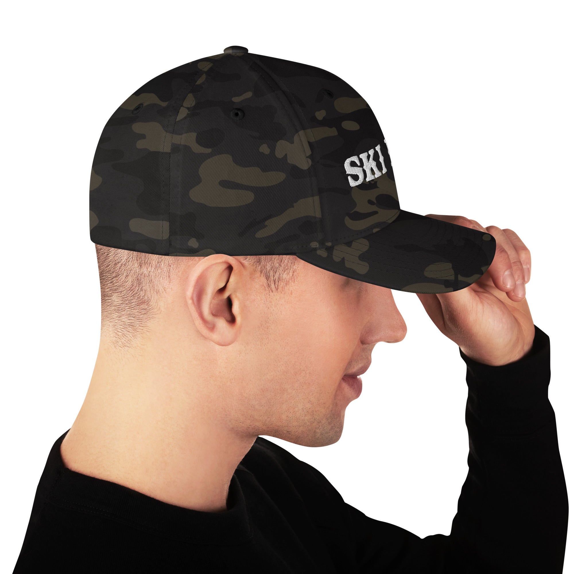 Camo Structured Twill Cap Ski Bum White