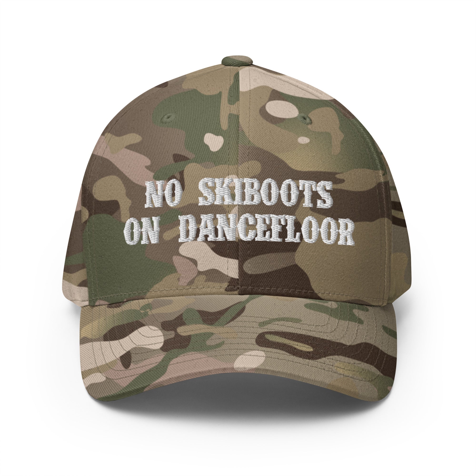 Casquette Structurée en Sergé camouflage No Skiboots on Dancefloor White