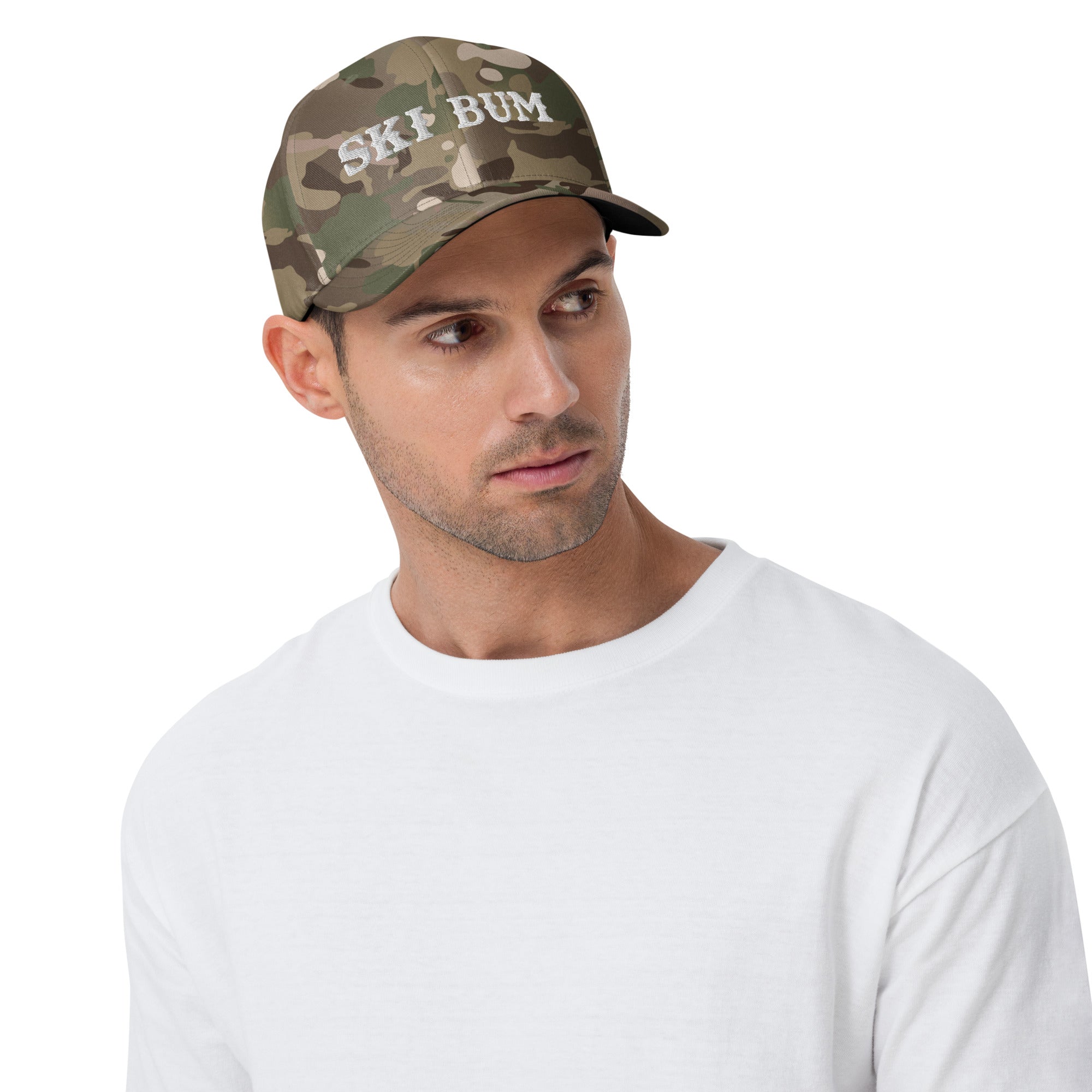 Camo Structured Twill Cap Ski Bum White