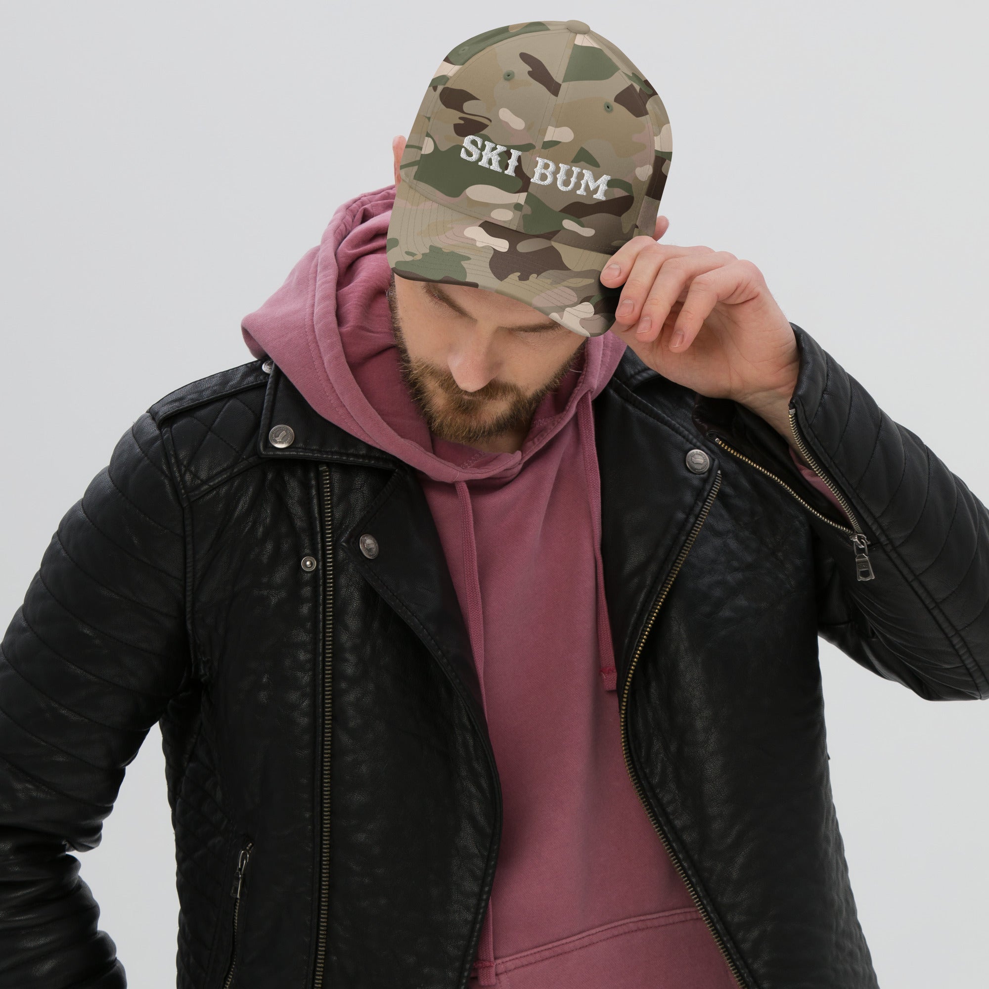 Camo Structured Twill Cap Ski Bum White