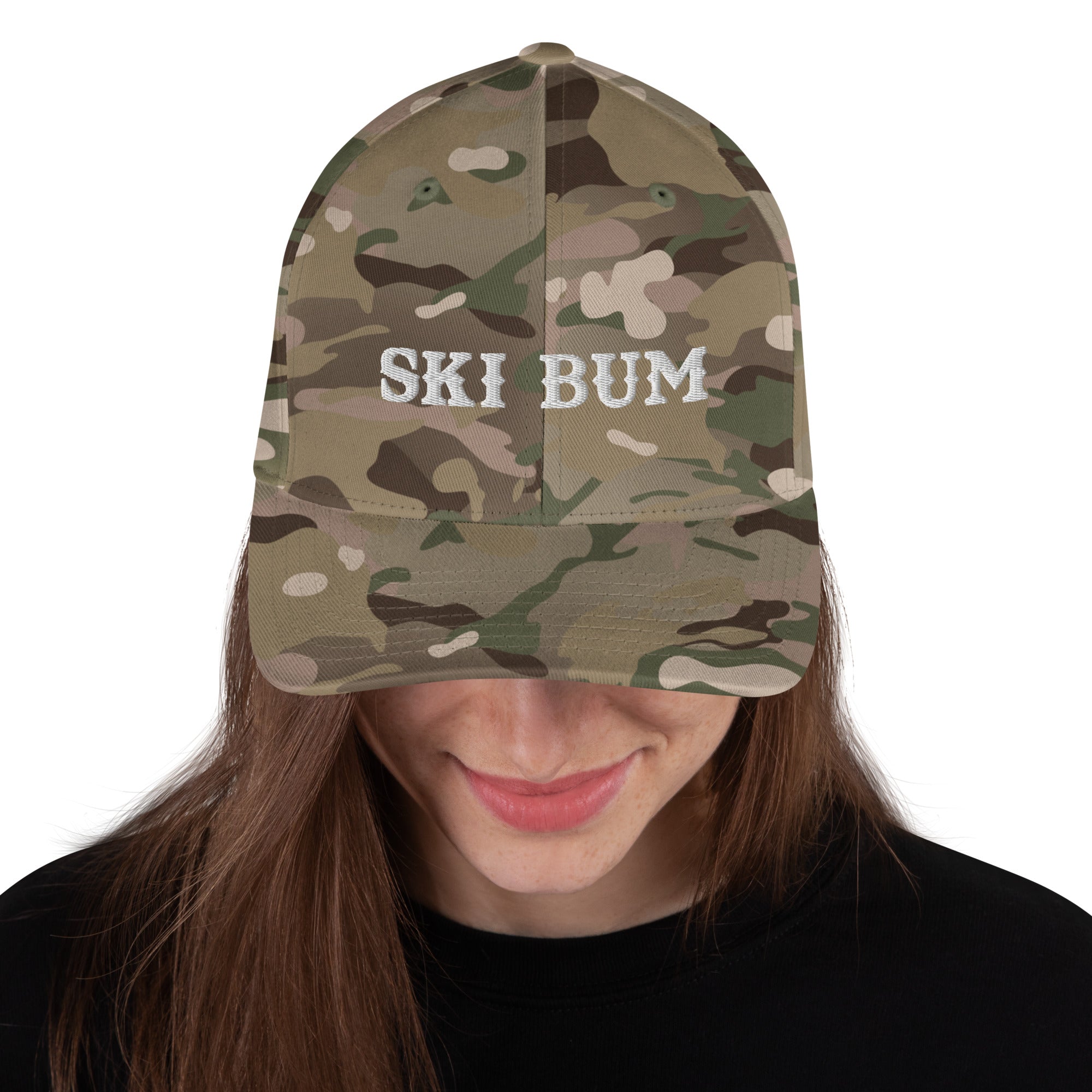 Camo Structured Twill Cap Ski Bum White