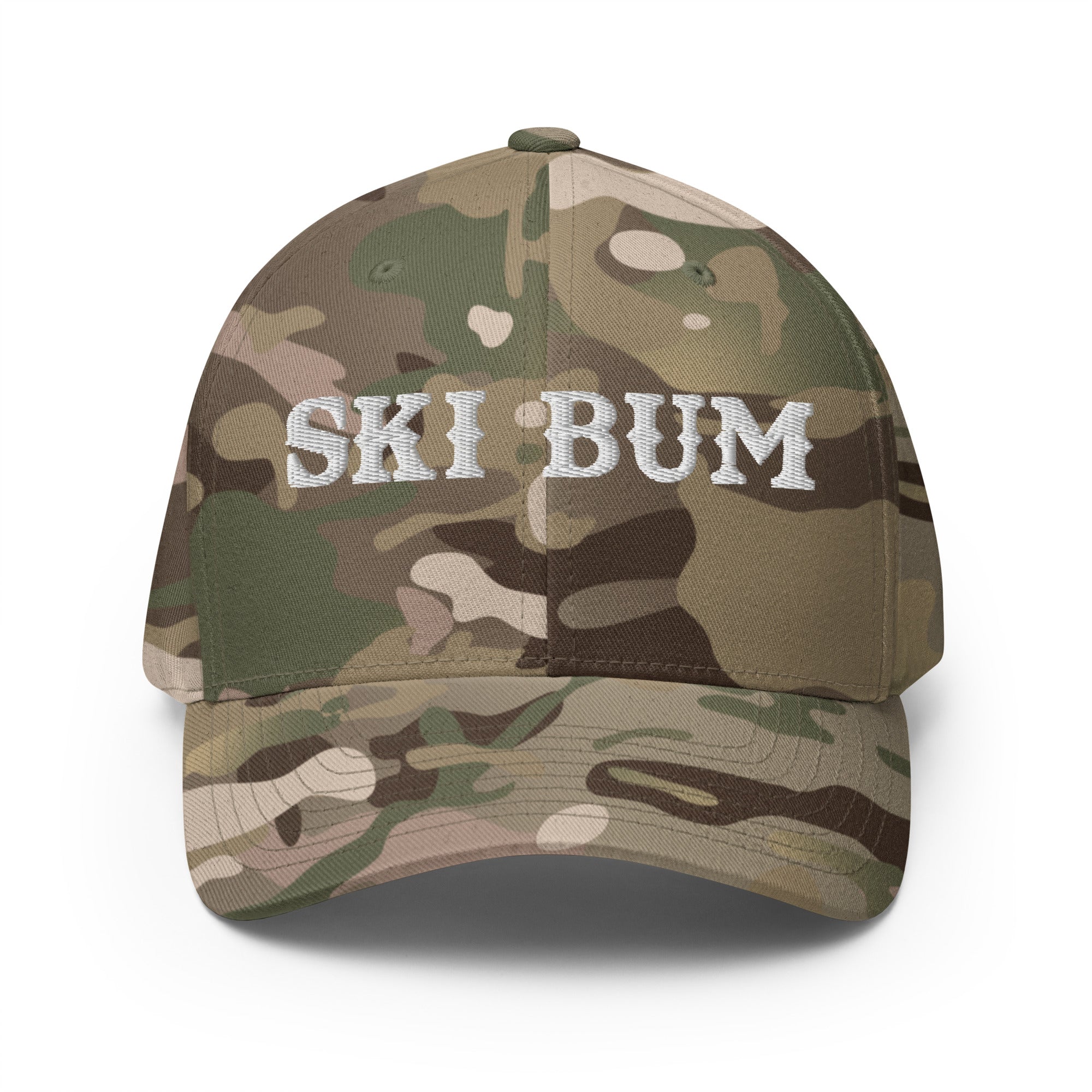 Camo Structured Twill Cap Ski Bum White