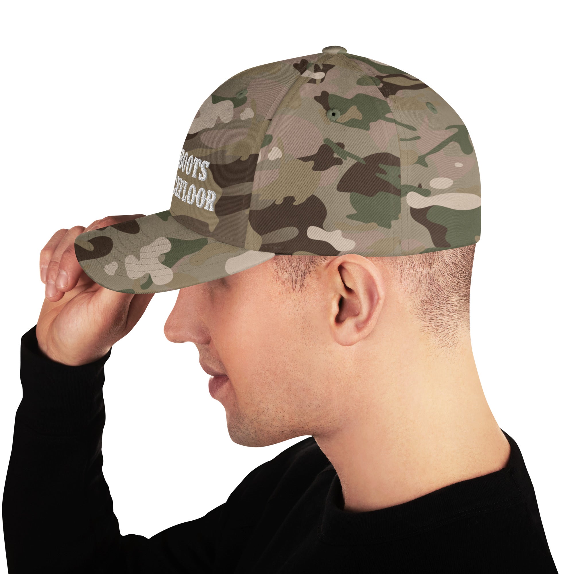 Casquette Structurée en Sergé camouflage No Skiboots on Dancefloor White