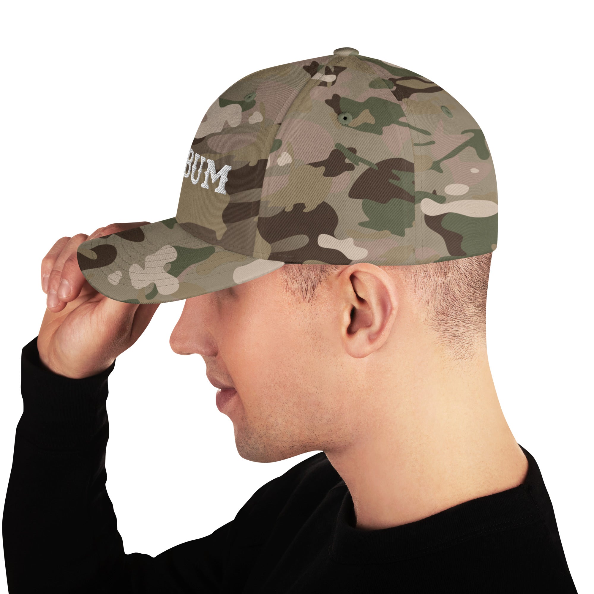 Camo Structured Twill Cap Ski Bum White