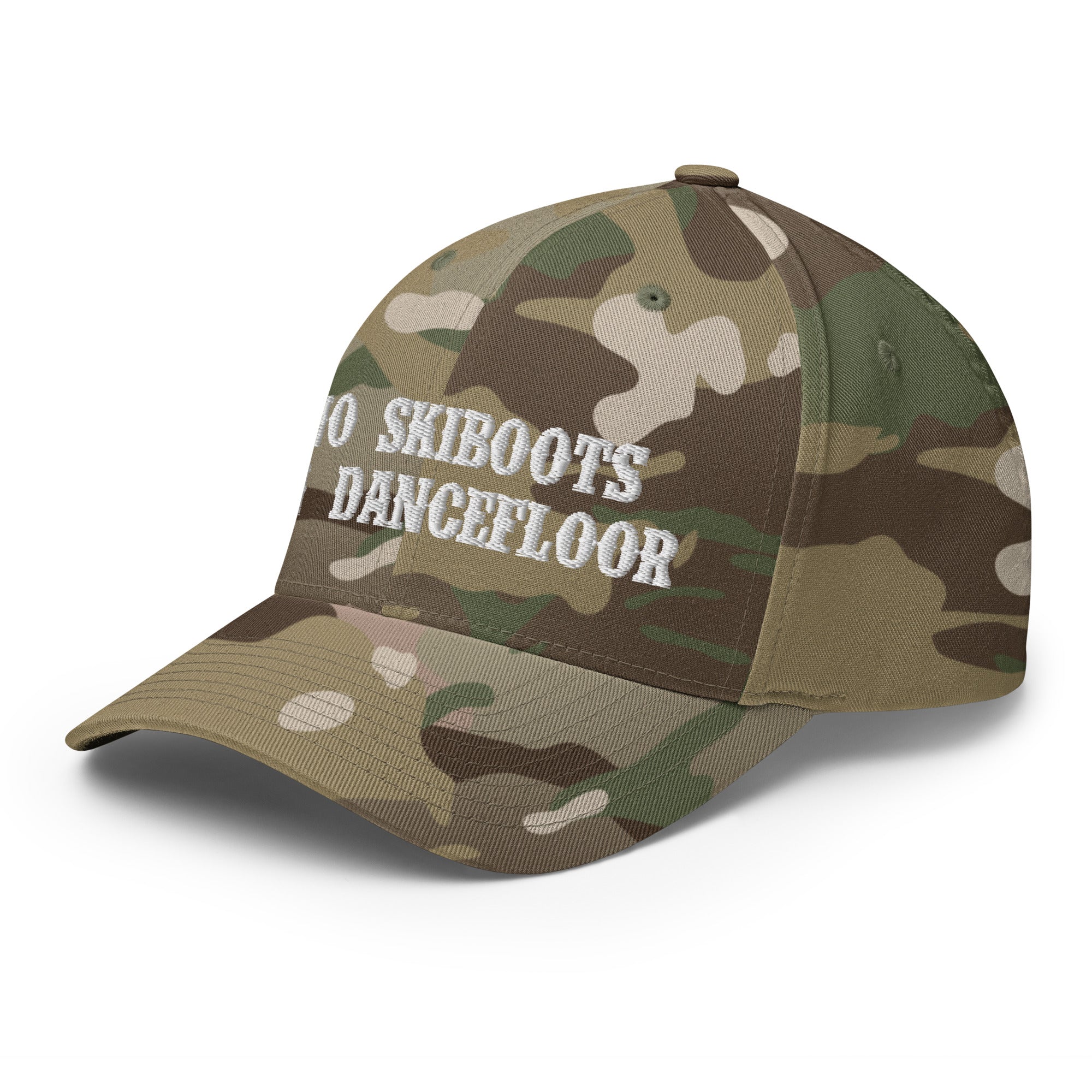 Casquette Structurée en Sergé camouflage No Skiboots on Dancefloor White