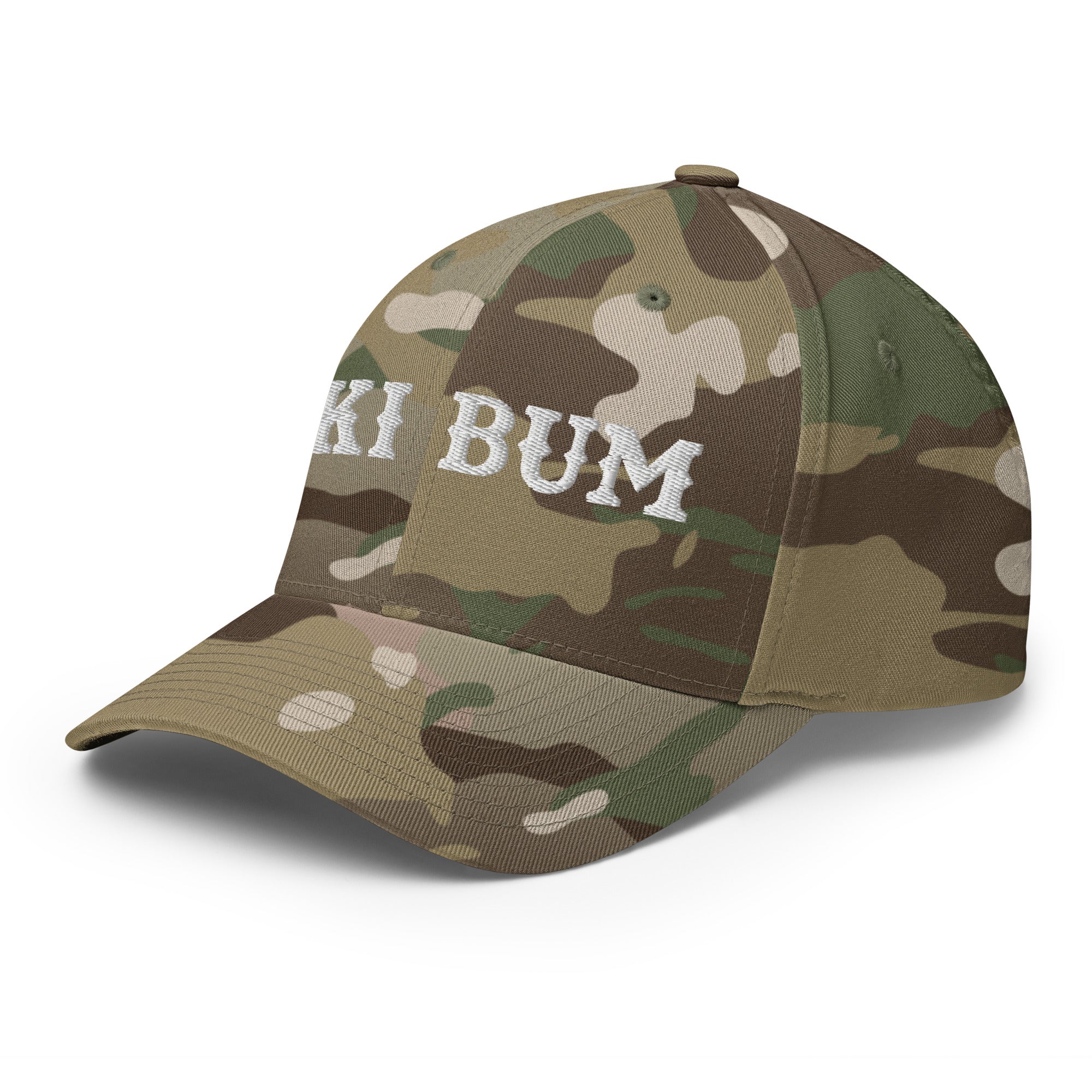 Camo Structured Twill Cap Ski Bum White