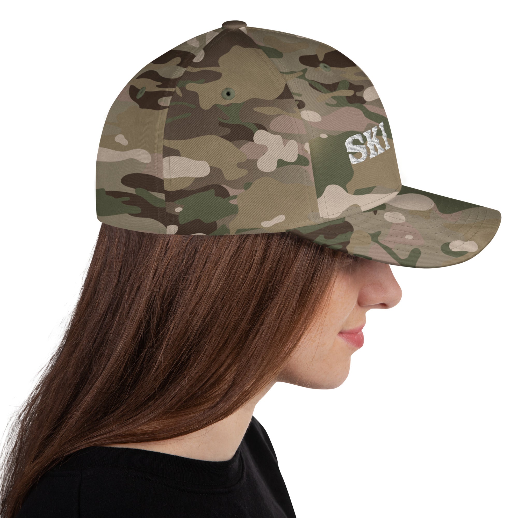 Camo Structured Twill Cap Ski Bum White