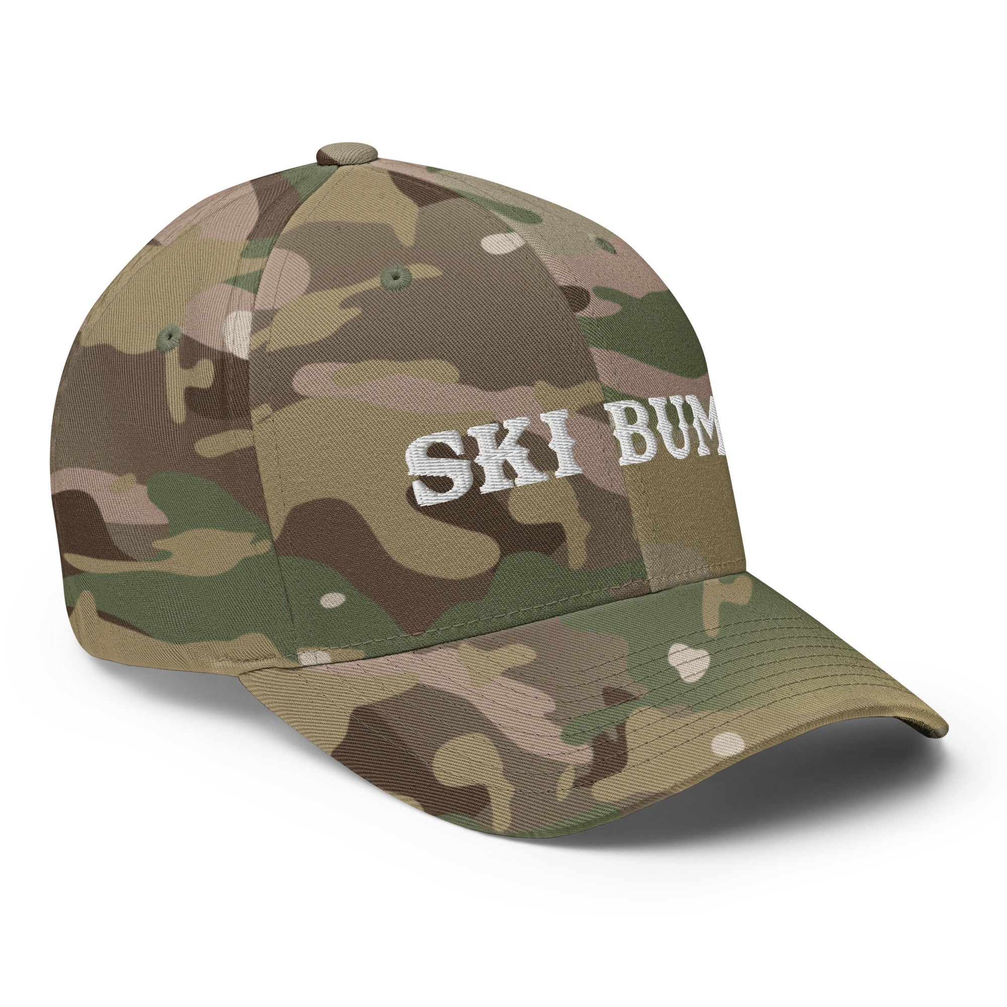 Camo Structured Twill Cap Ski Bum White