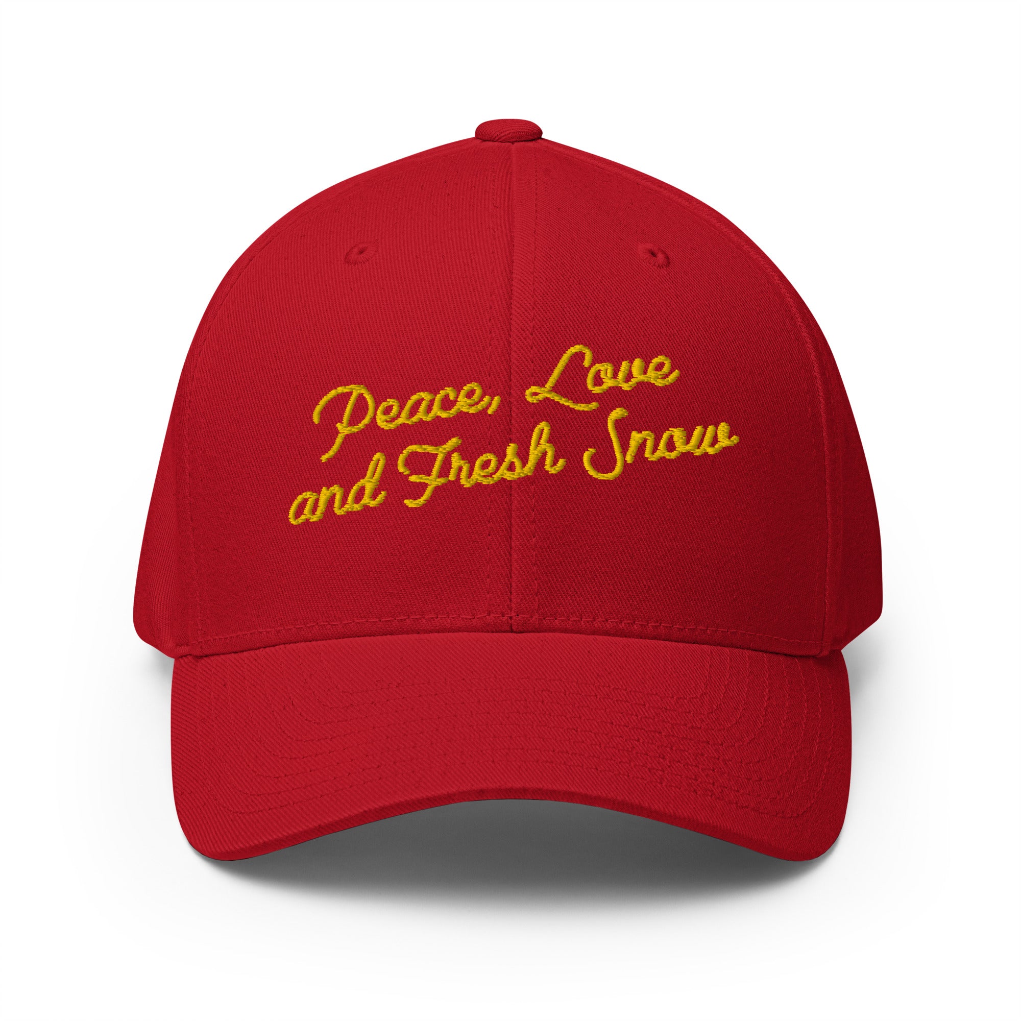 Structured Twill Cap Peace, Love and Fresh Snow Gold letters