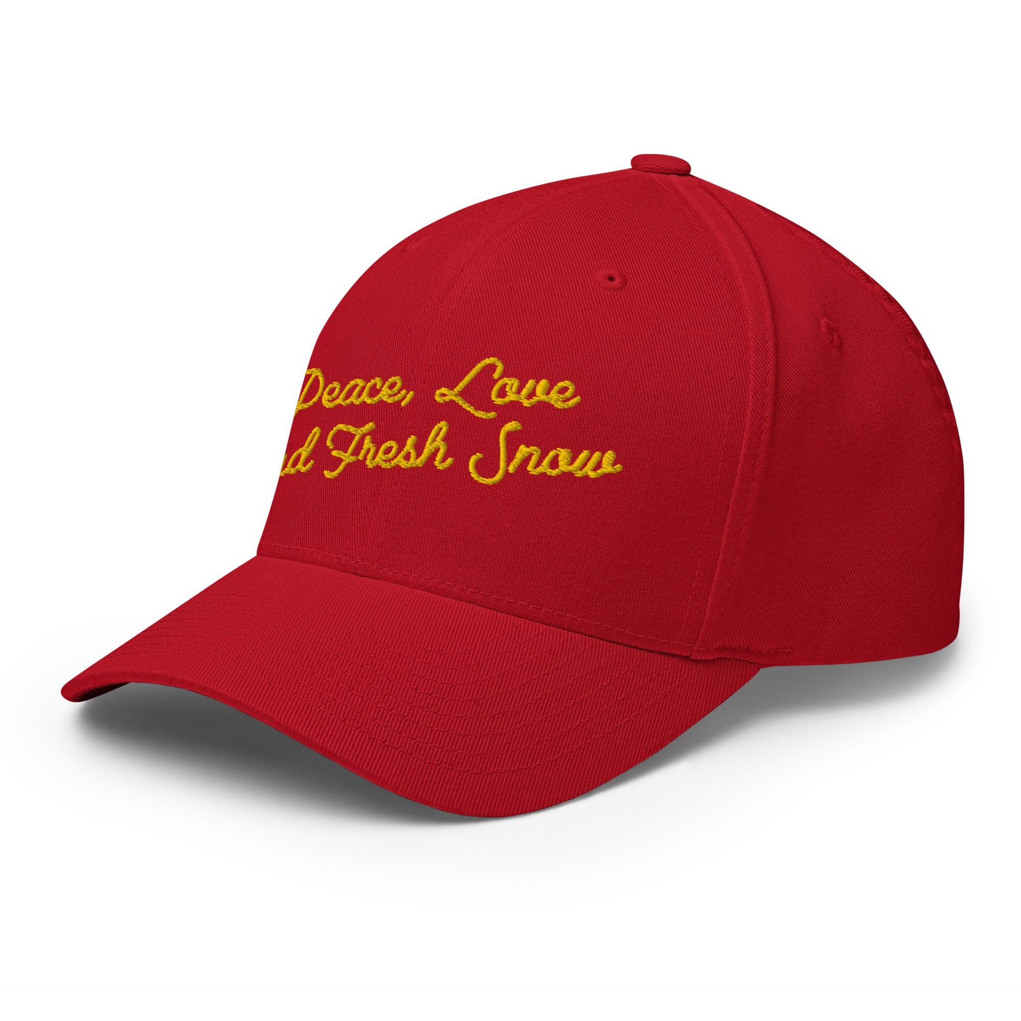 Structured Twill Cap Peace, Love and Fresh Snow Gold letters