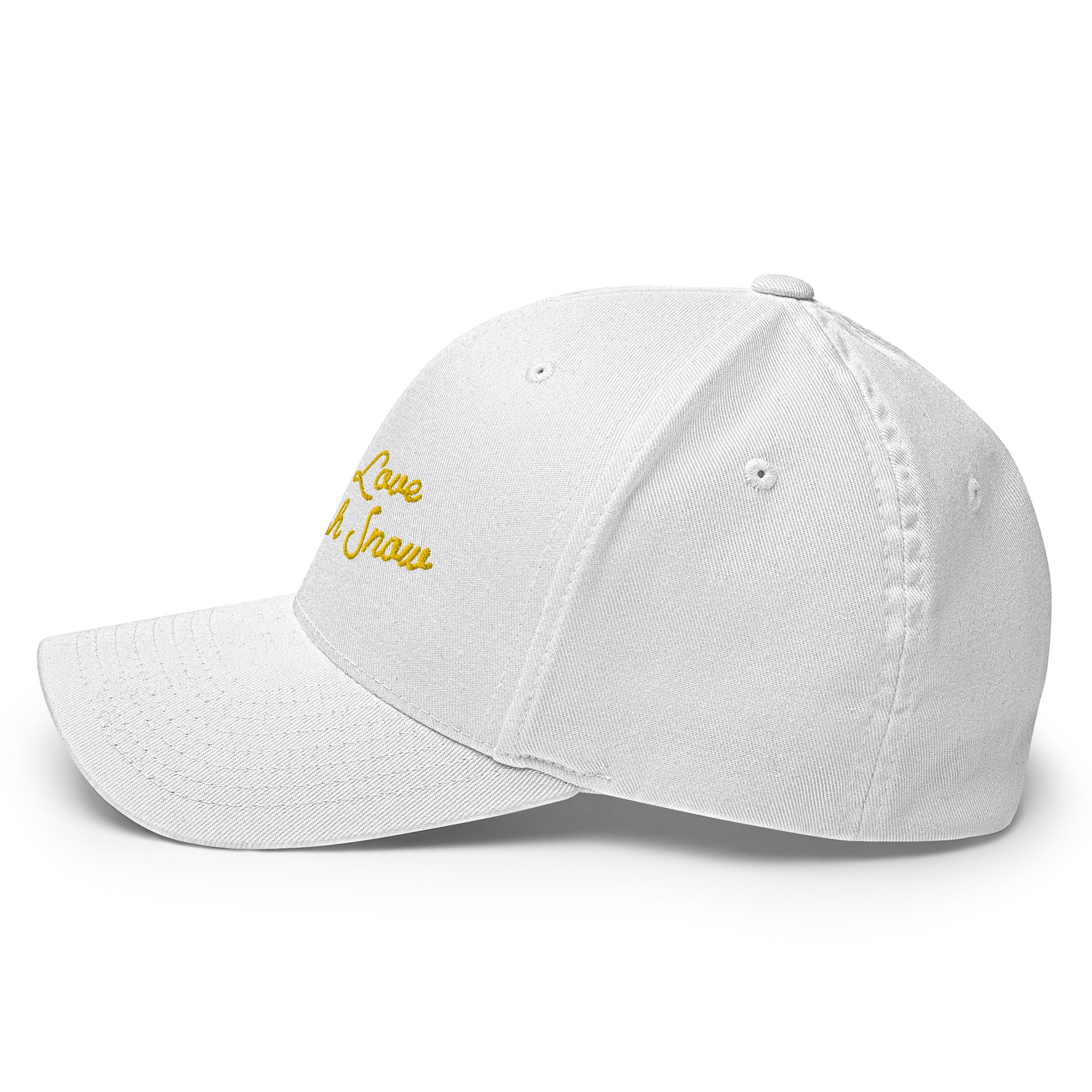 Structured Twill Cap Peace, Love and Fresh Snow Gold letters