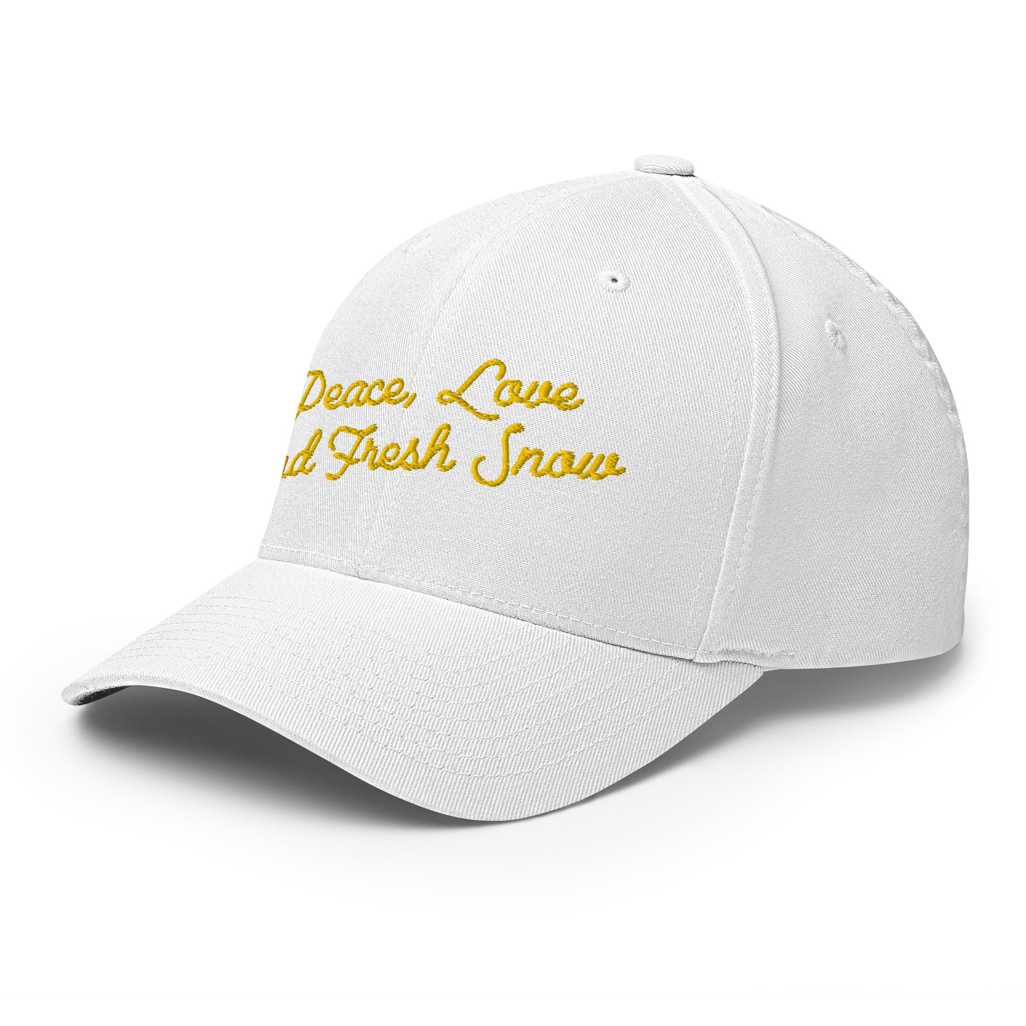 Structured Twill Cap Peace, Love and Fresh Snow Gold letters