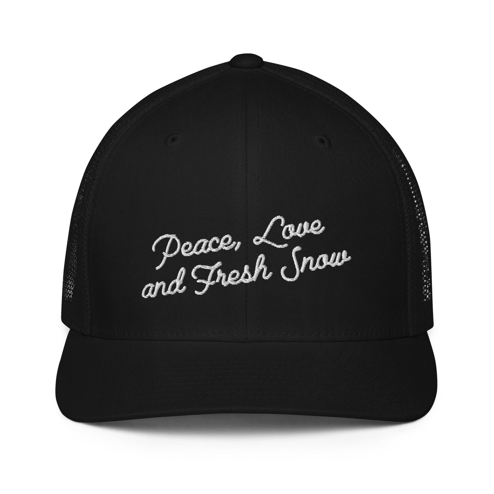 Casquette trucker renforcée Peace, Love and Fresh Snow White letters