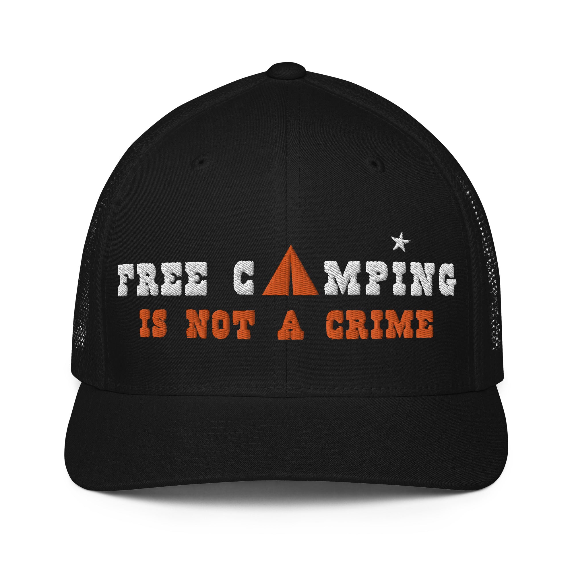 Casquette trucker renforcée Free camping is not a crime white/orange